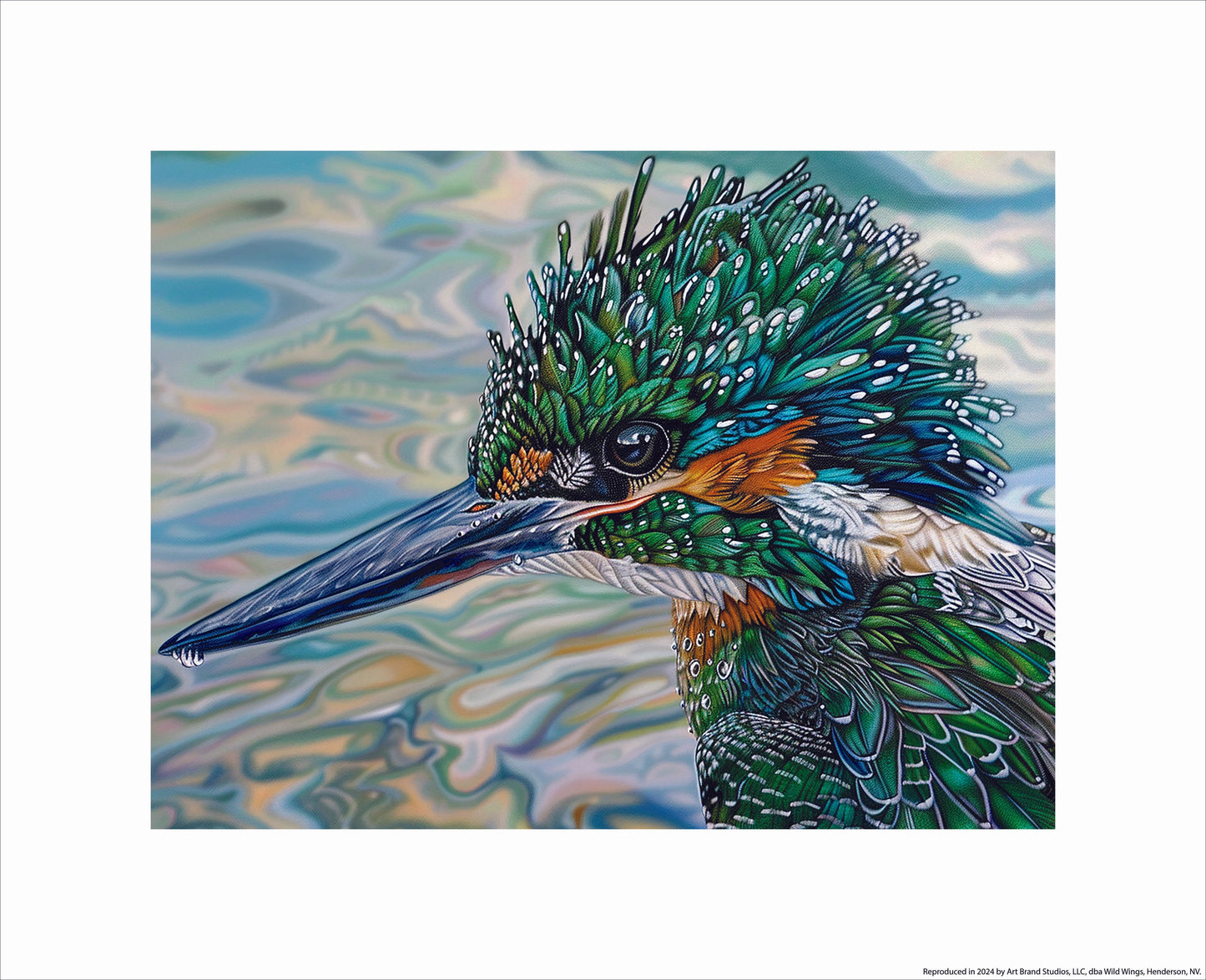 A Morning Dive - Green Kingfisher - Art Prints