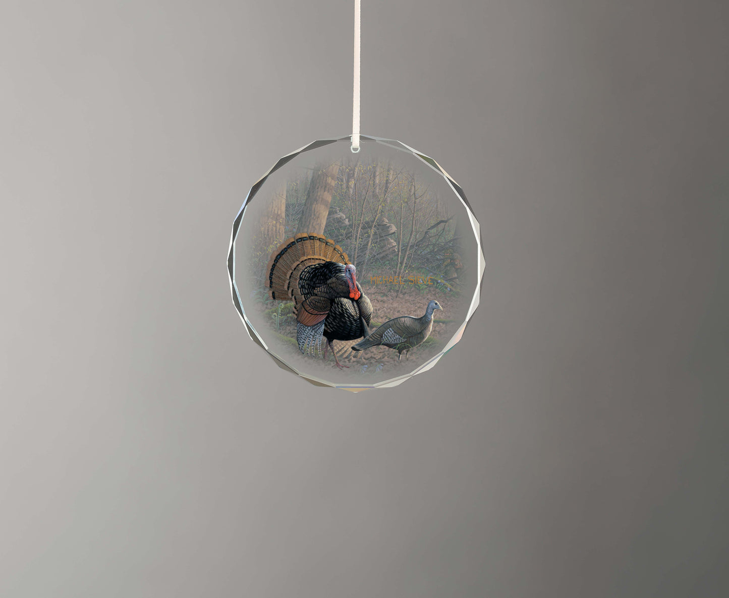 Tom Foolery - Turkeys - Round Glass Ornament