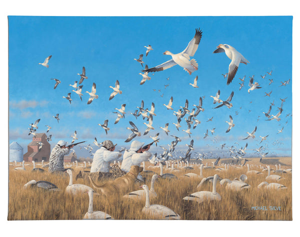 Springtime Snows - Snow Goose Hunters - 13" x 18" Gallery Wrapped Canvas