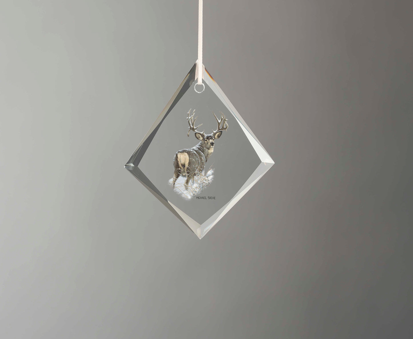 Winter Range Mule Deer - Tear Drop Glass Ornament