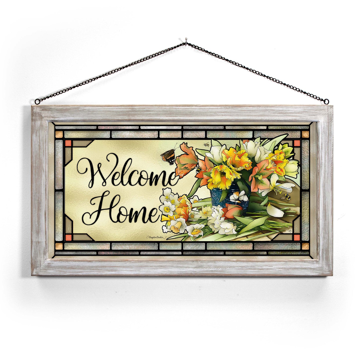 Welcome Home - 13" x 23" Stained Glass Art
