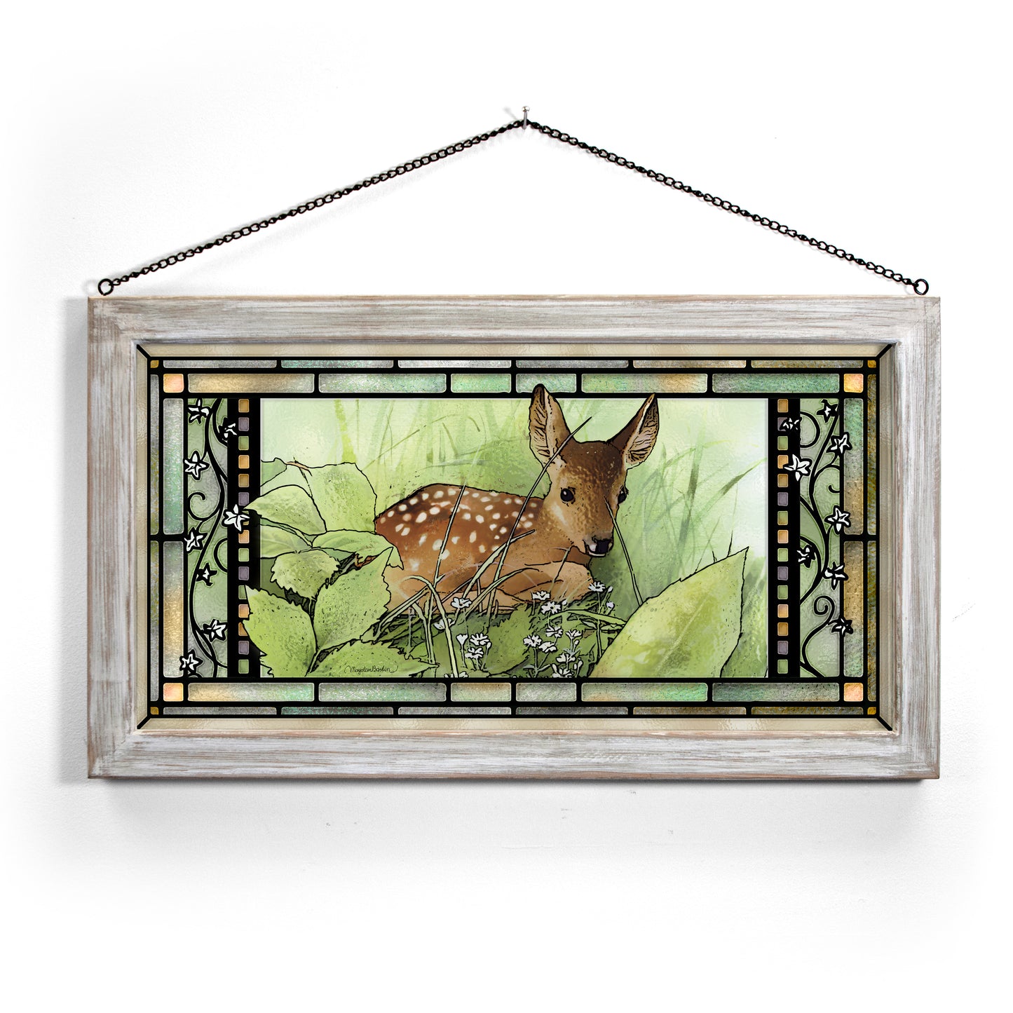 Waiting for Mom - 13" x 23" Stained Glass Art