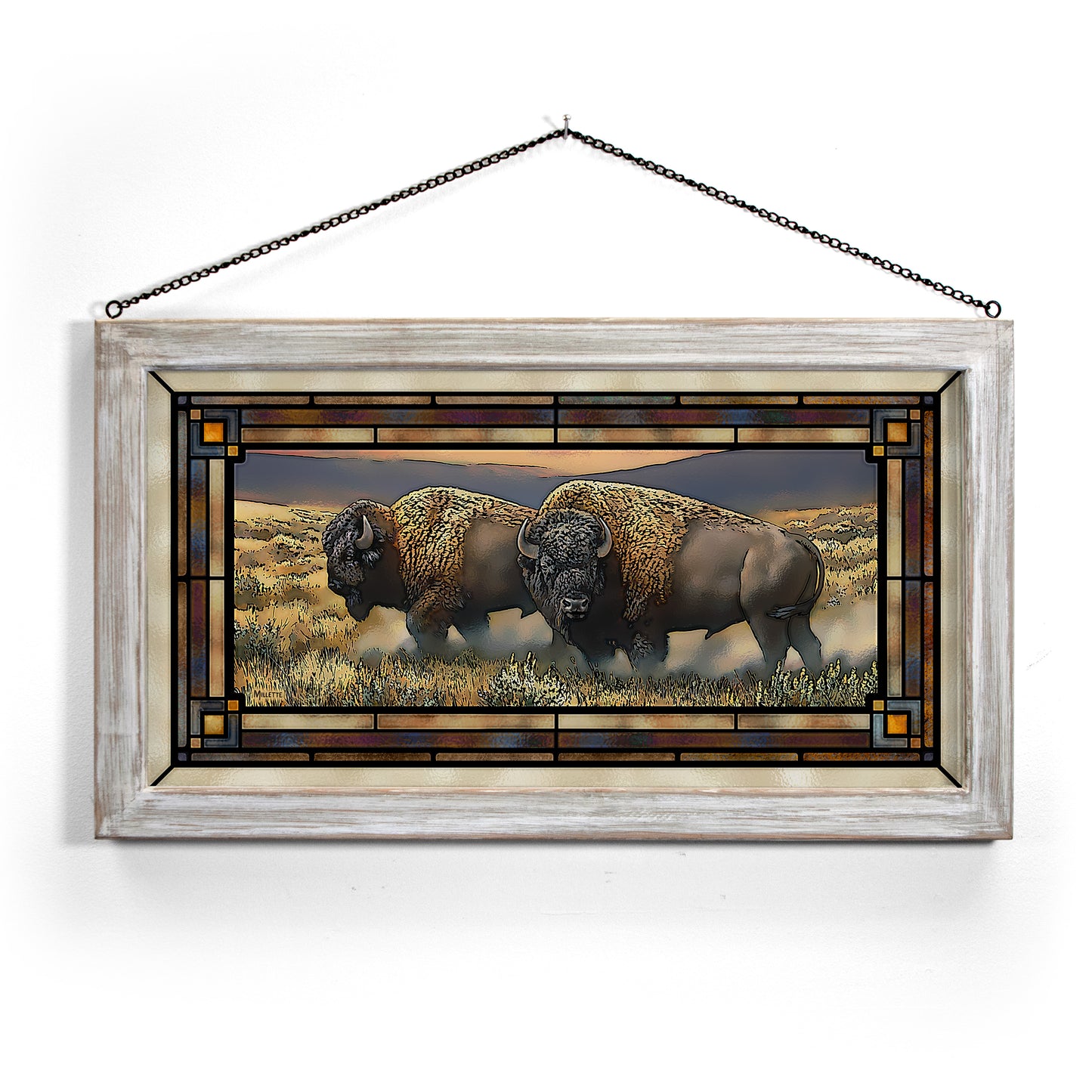 Dusty Plains - Bison - Stained Glass Art