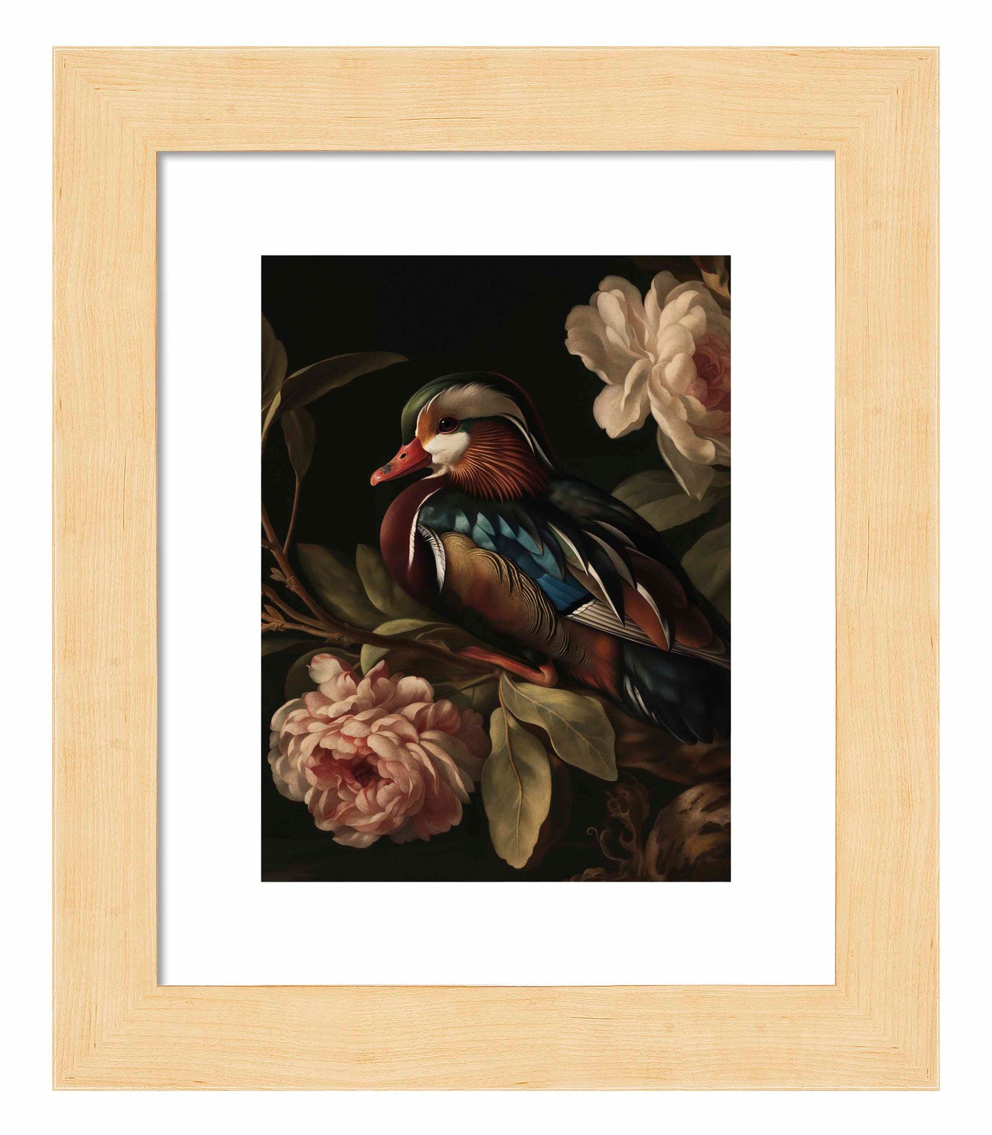 Opulent Harmony - Wood Duck with Blossoms - Art Prints