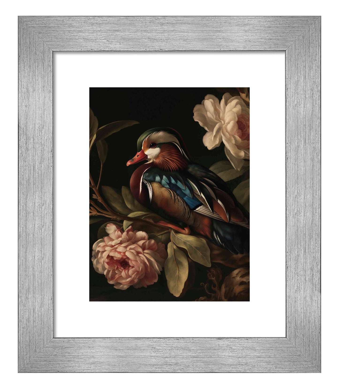 Opulent Harmony - Wood Duck with Blossoms - Art Prints