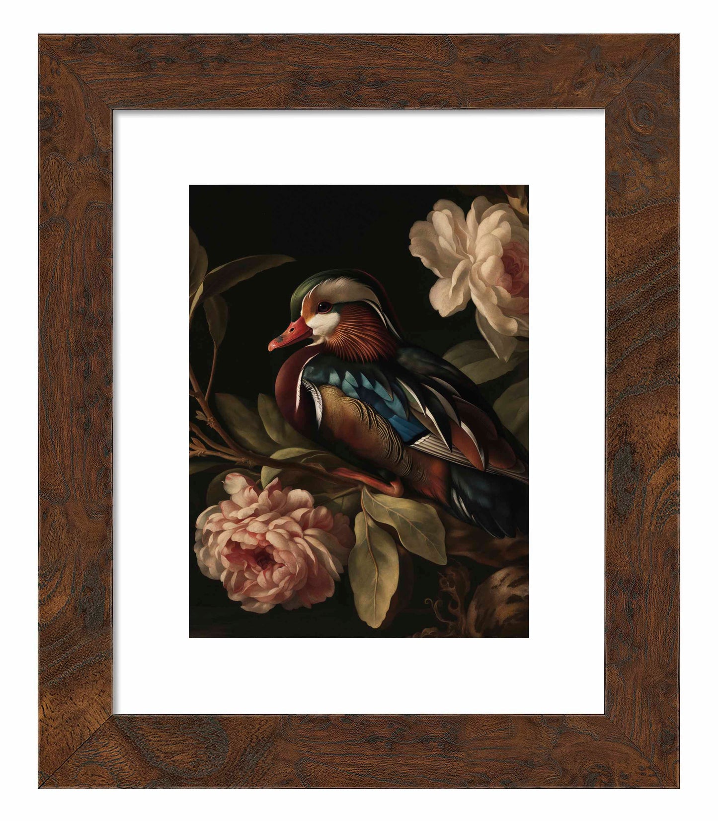 Opulent Harmony - Wood Duck with Blossoms - Art Prints