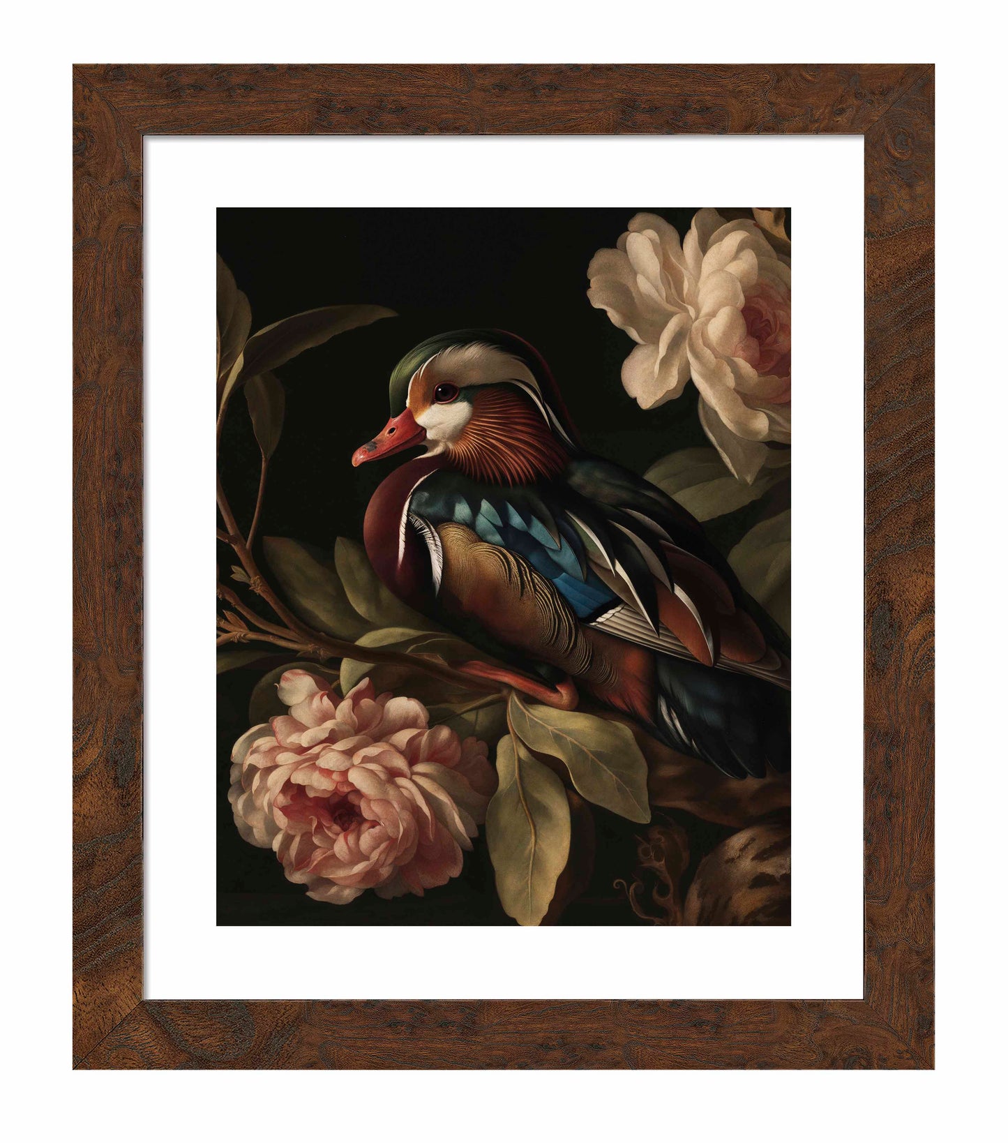 Opulent Harmony - Wood Duck with Blossoms - Art Prints