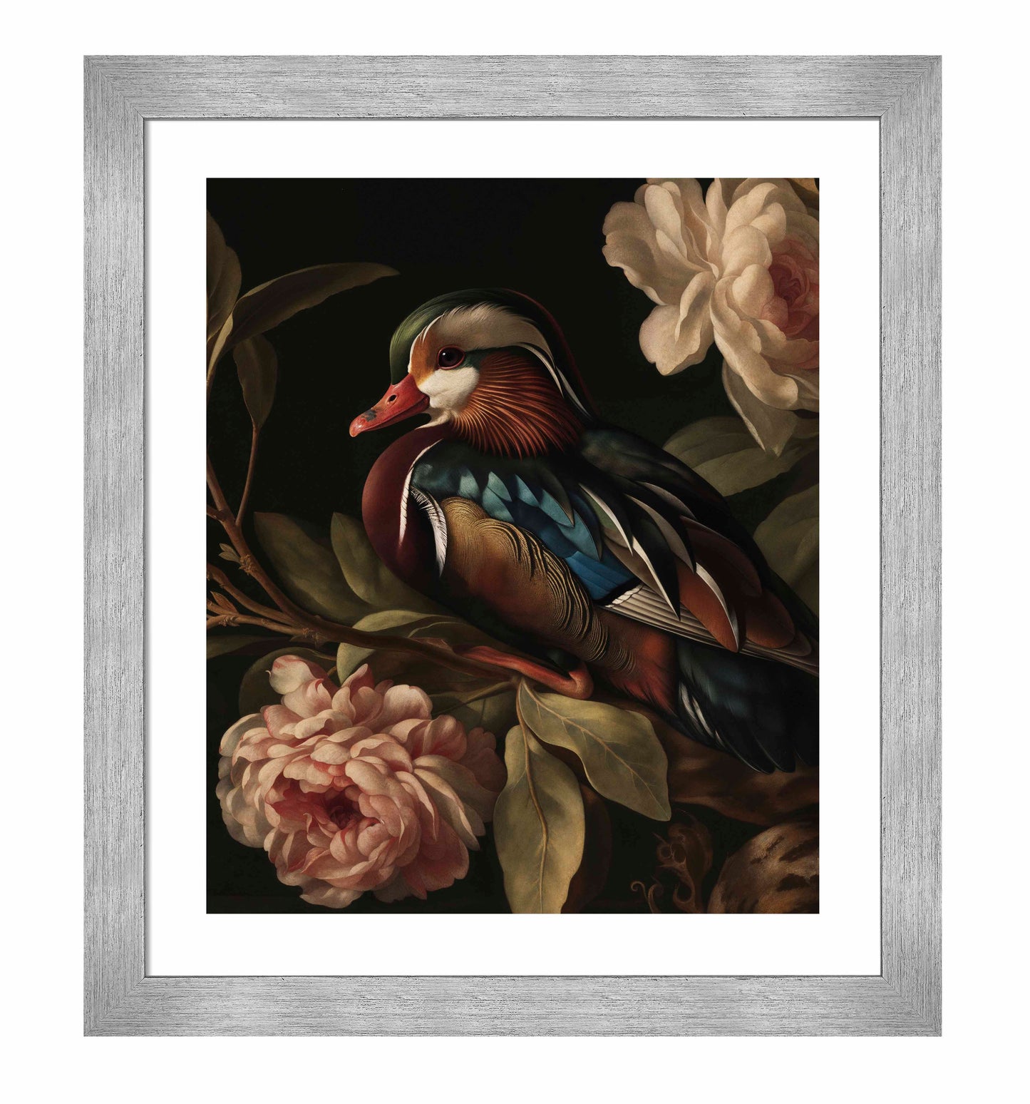 Opulent Harmony - Wood Duck with Blossoms - Art Prints