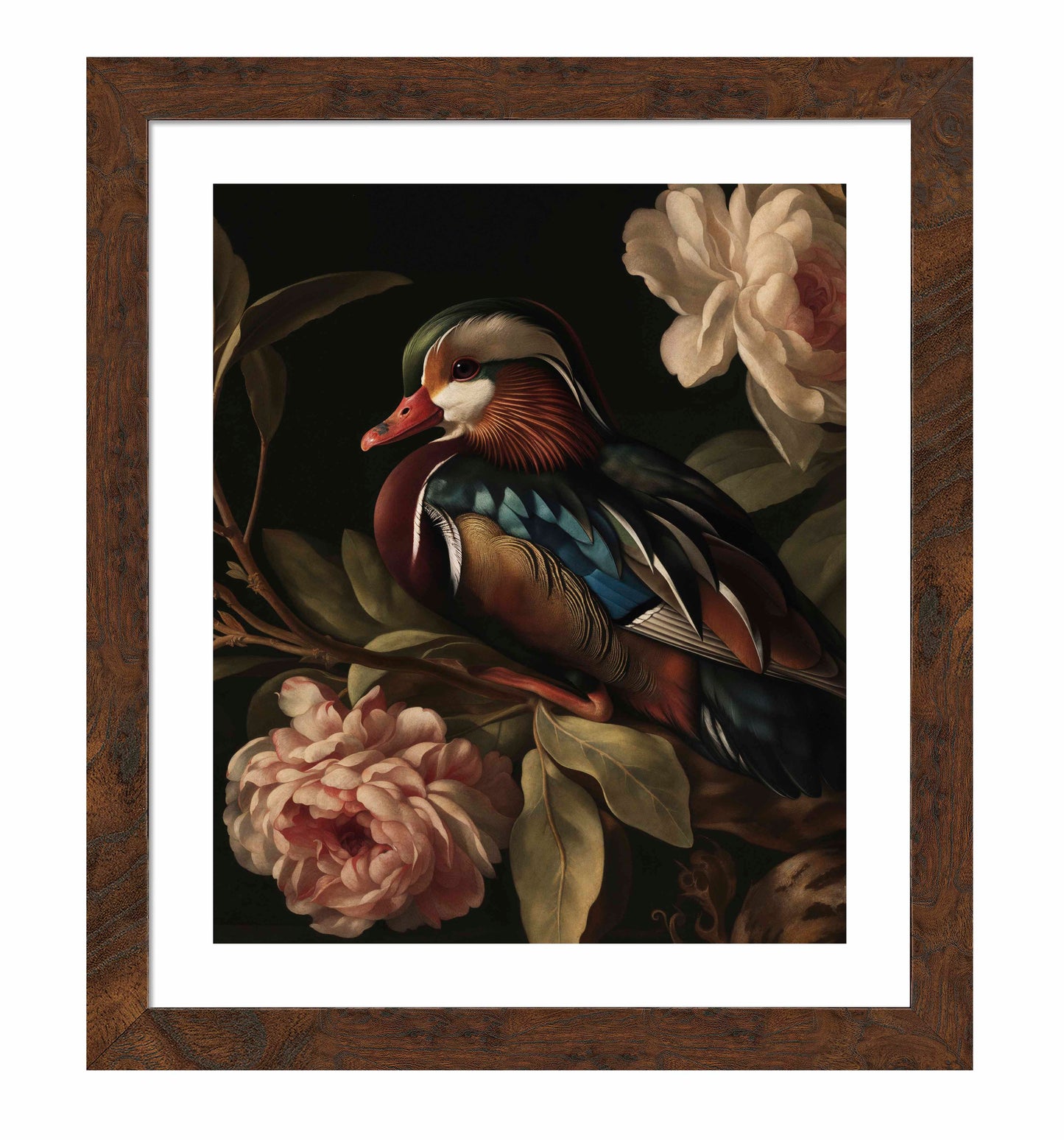 Opulent Harmony - Wood Duck with Blossoms - Art Prints