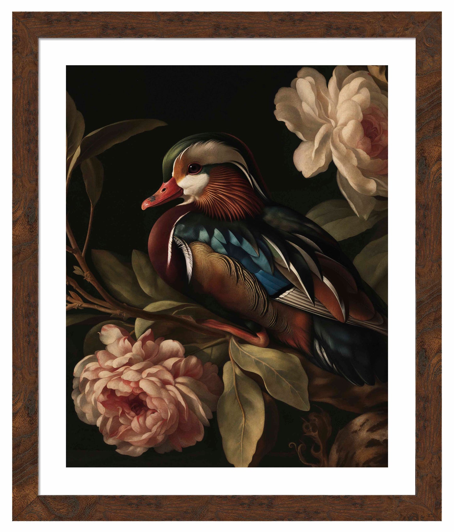 Opulent Harmony - Wood Duck with Blossoms - Art Prints