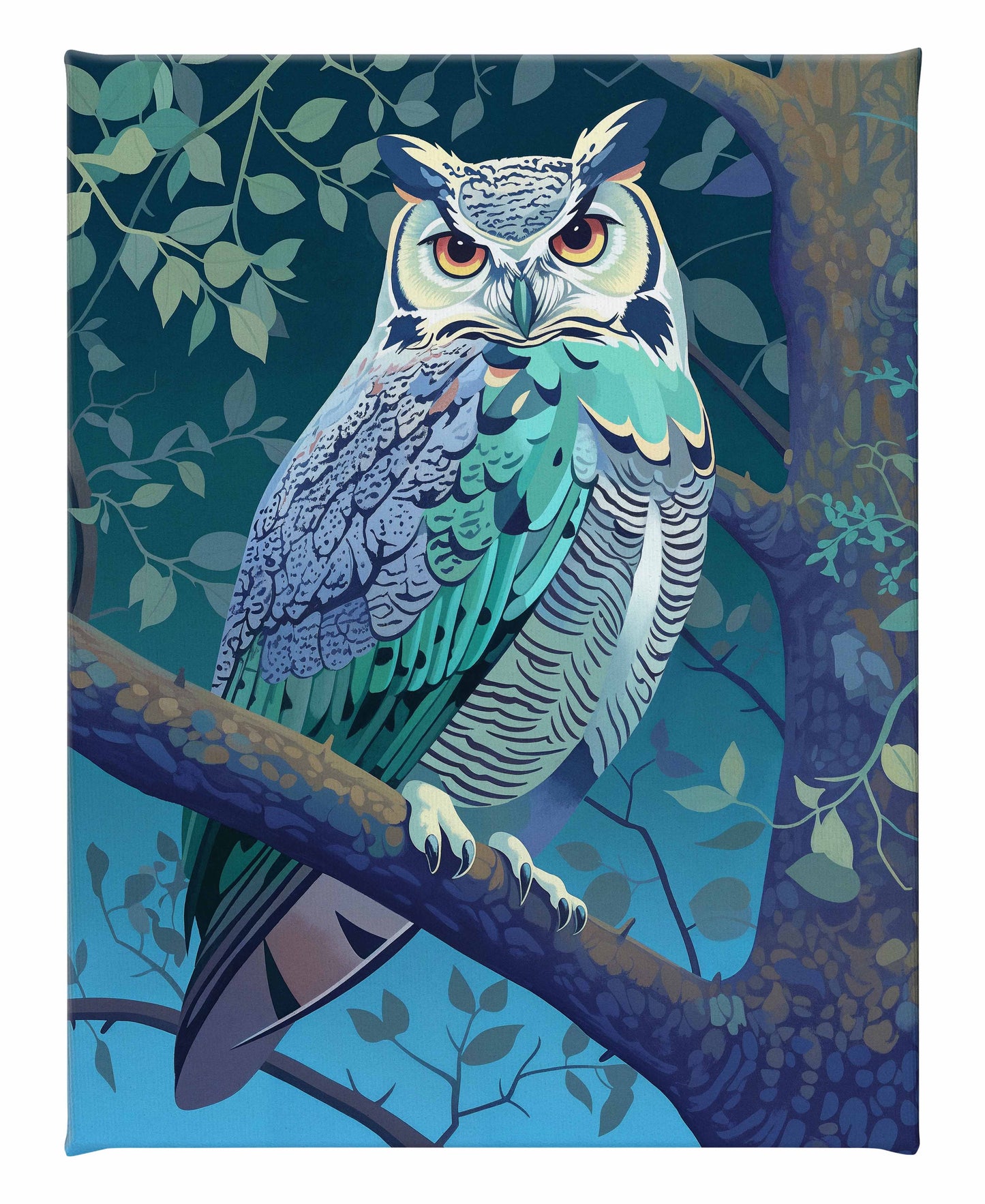 Enchanted Vigil - Owl in Twilight Canopy - Gallery Wrapped Canvas