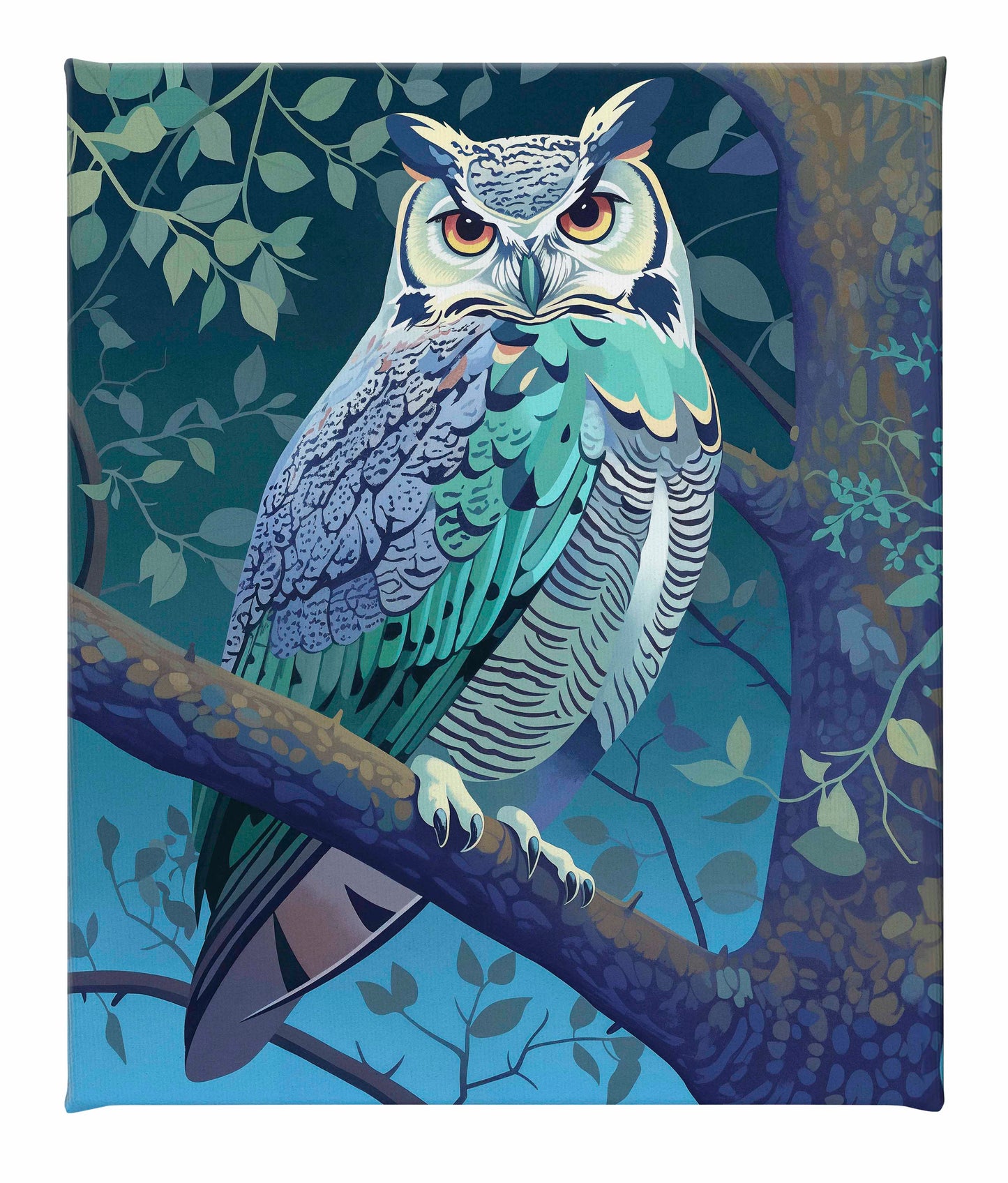 Enchanted Vigil - Owl in Twilight Canopy - Gallery Wrapped Canvas
