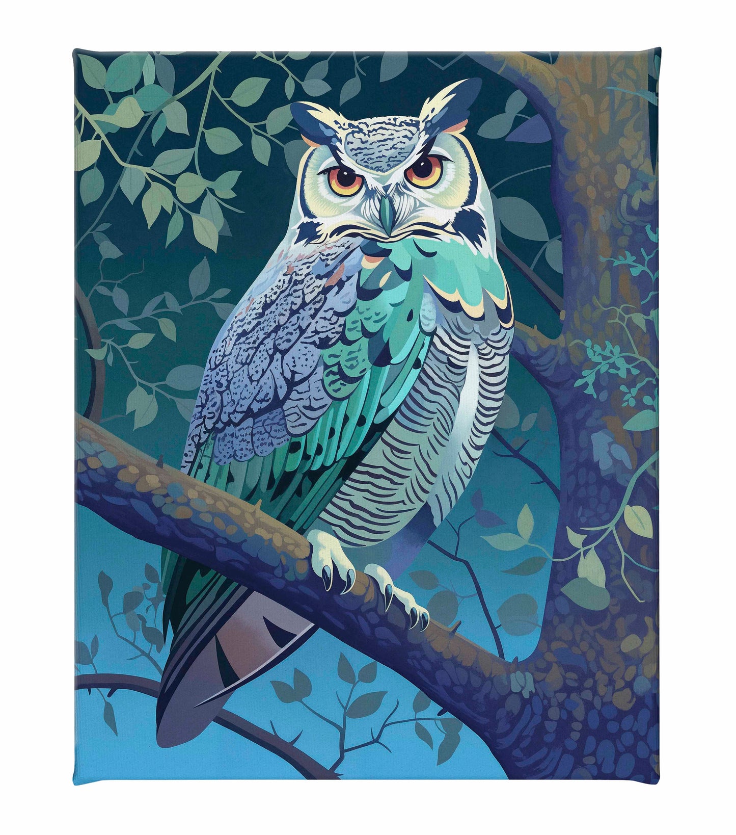 Enchanted Vigil - Owl in Twilight Canopy - Gallery Wrapped Canvas