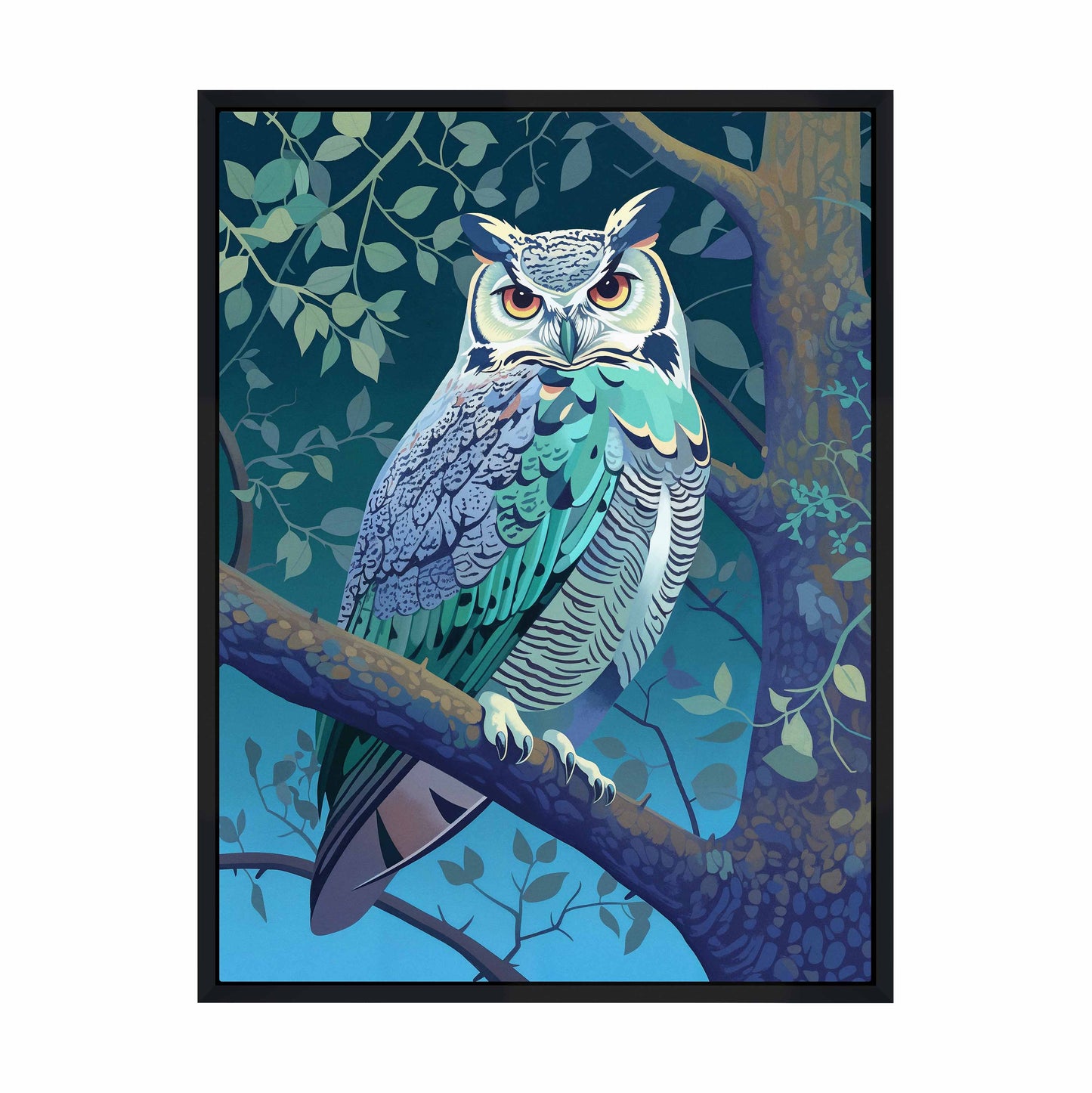 Enchanted Vigil - Owl in Twilight Canopy - Gallery Wrapped Canvas