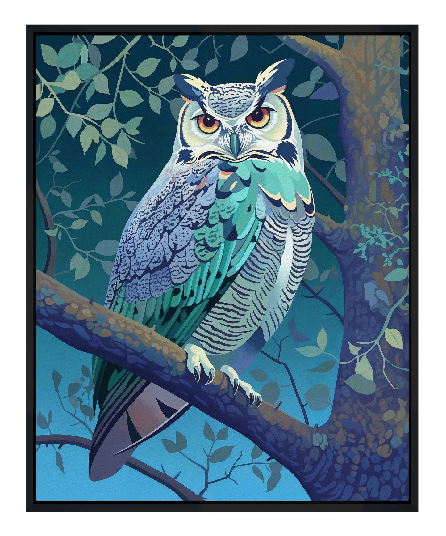 Enchanted Vigil - Owl in Twilight Canopy - Gallery Wrapped Canvas