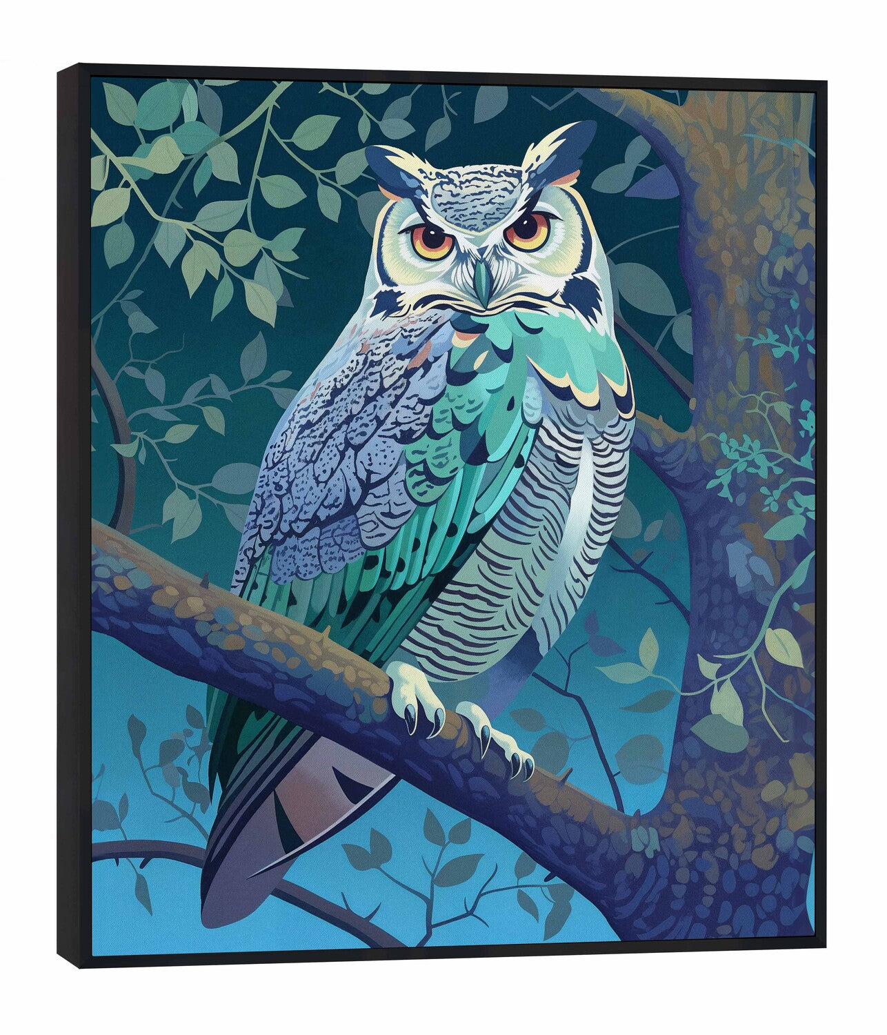 Enchanted Vigil - Owl in Twilight Canopy - Gallery Wrapped Canvas