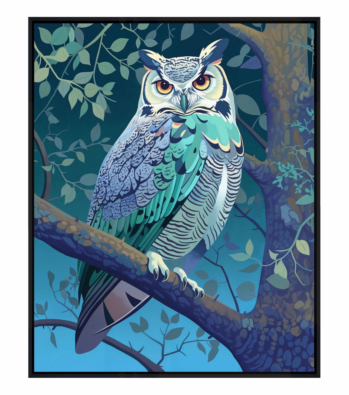Enchanted Vigil - Owl in Twilight Canopy - Gallery Wrapped Canvas