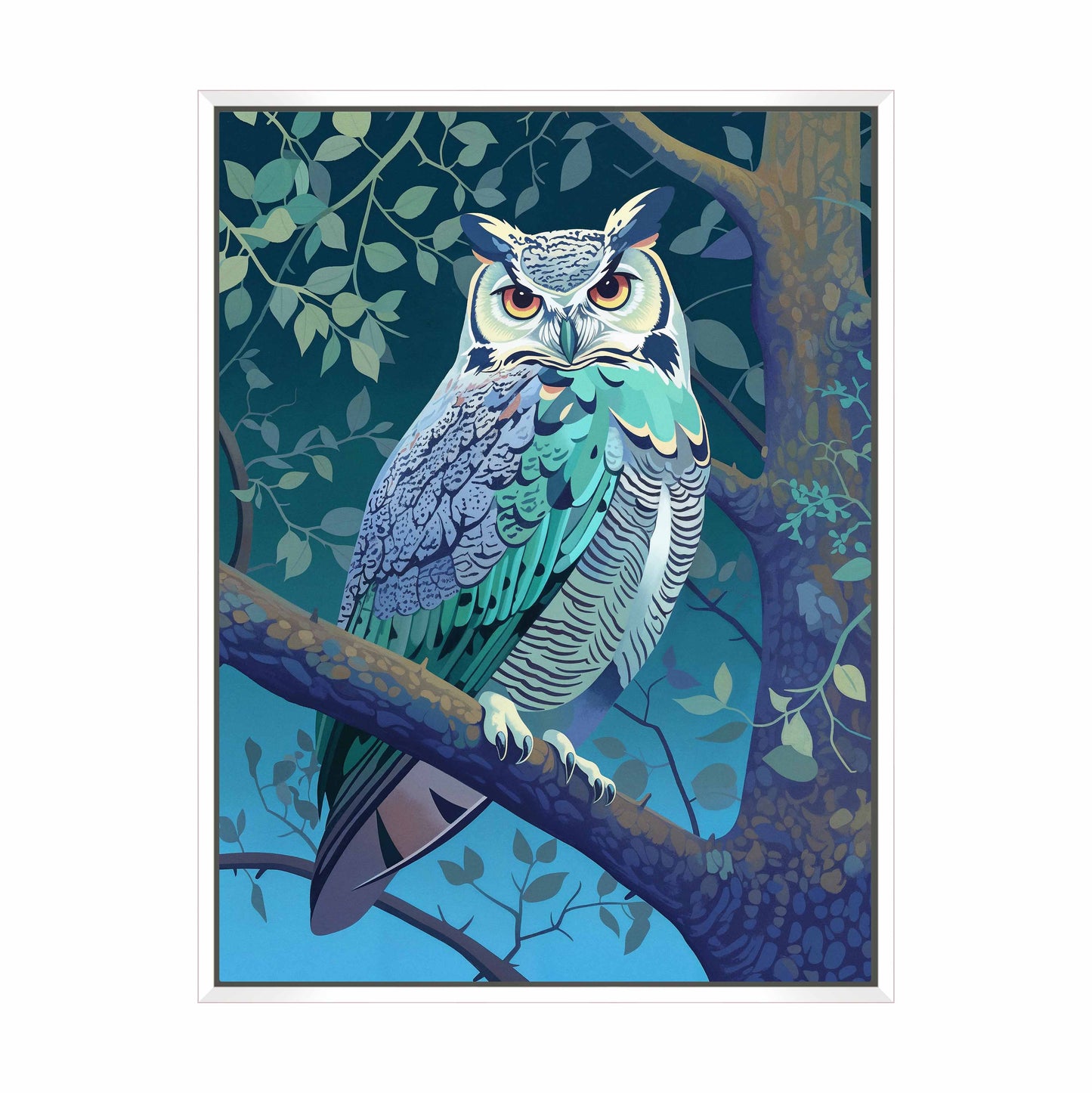 Enchanted Vigil - Owl in Twilight Canopy - Gallery Wrapped Canvas