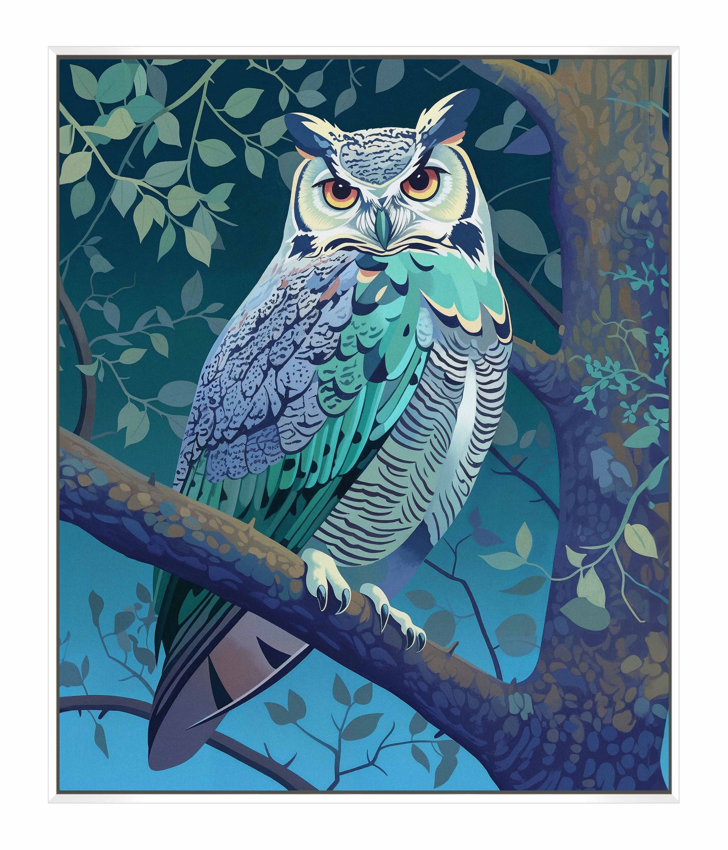 Enchanted Vigil - Owl in Twilight Canopy - Gallery Wrapped Canvas