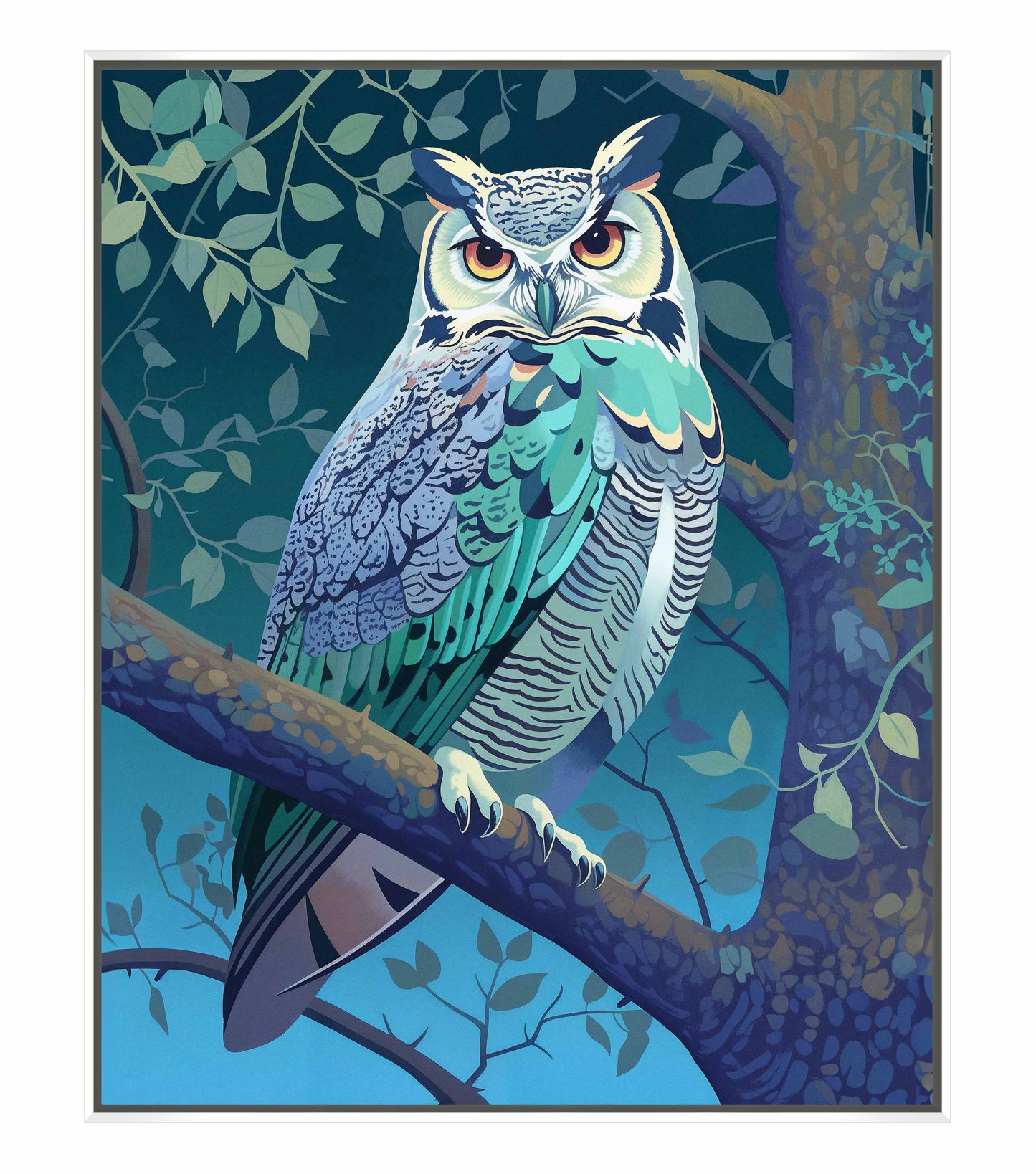 Enchanted Vigil - Owl in Twilight Canopy - Gallery Wrapped Canvas