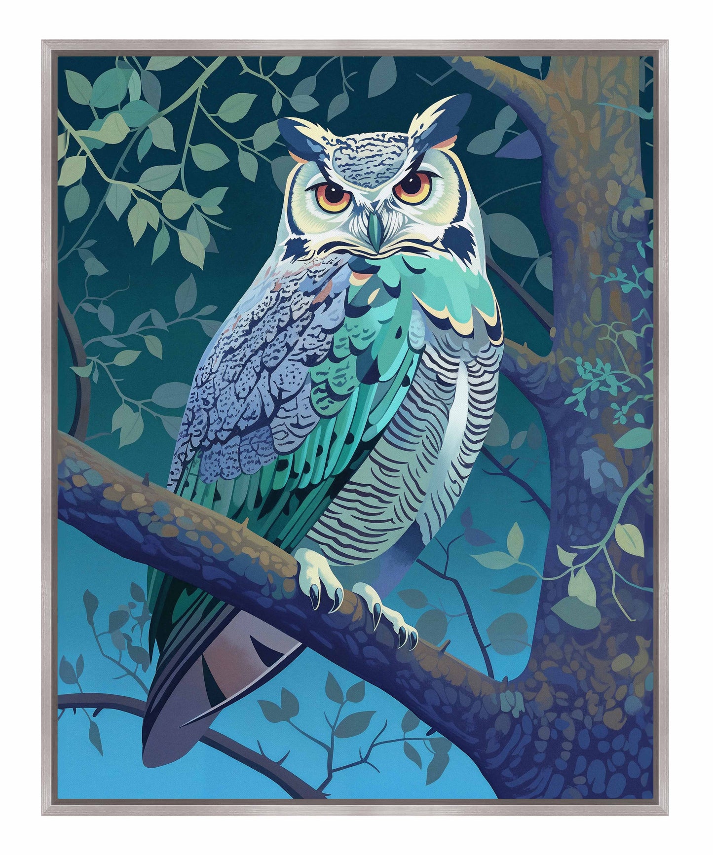 Enchanted Vigil - Owl in Twilight Canopy - Gallery Wrapped Canvas