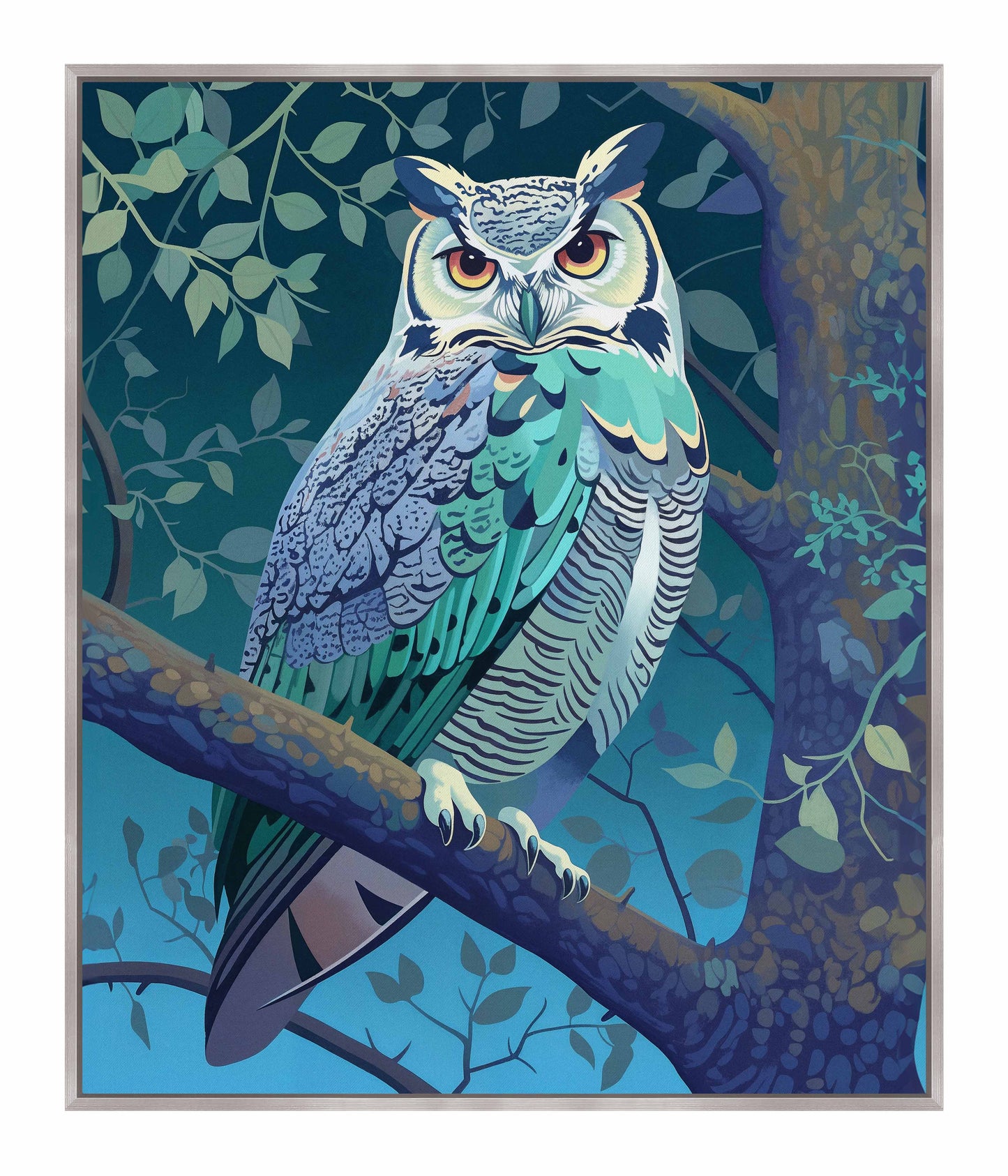 Enchanted Vigil - Owl in Twilight Canopy - Gallery Wrapped Canvas