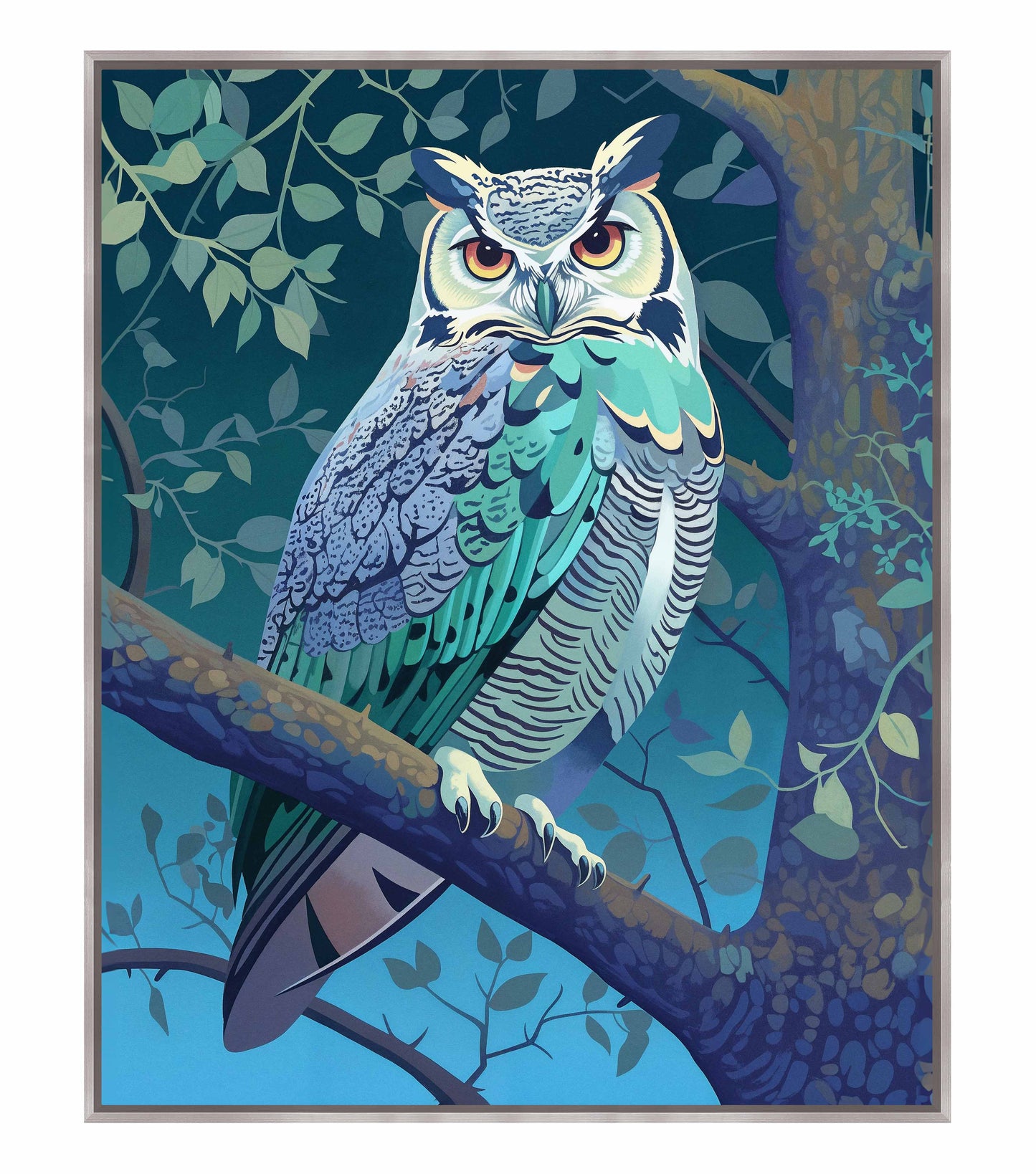 Enchanted Vigil - Owl in Twilight Canopy - Gallery Wrapped Canvas