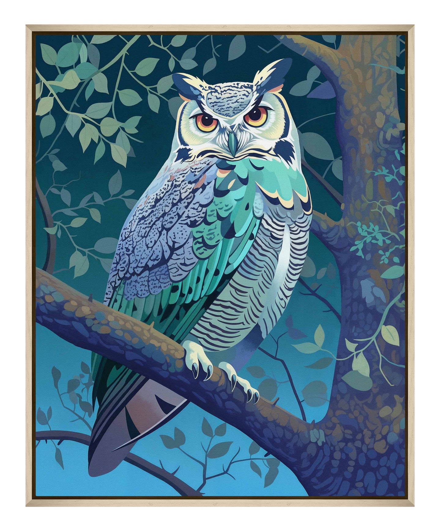Enchanted Vigil - Owl in Twilight Canopy - Gallery Wrapped Canvas