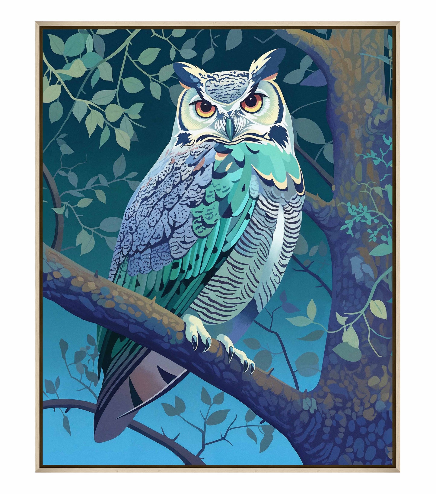 Enchanted Vigil - Owl in Twilight Canopy - Gallery Wrapped Canvas