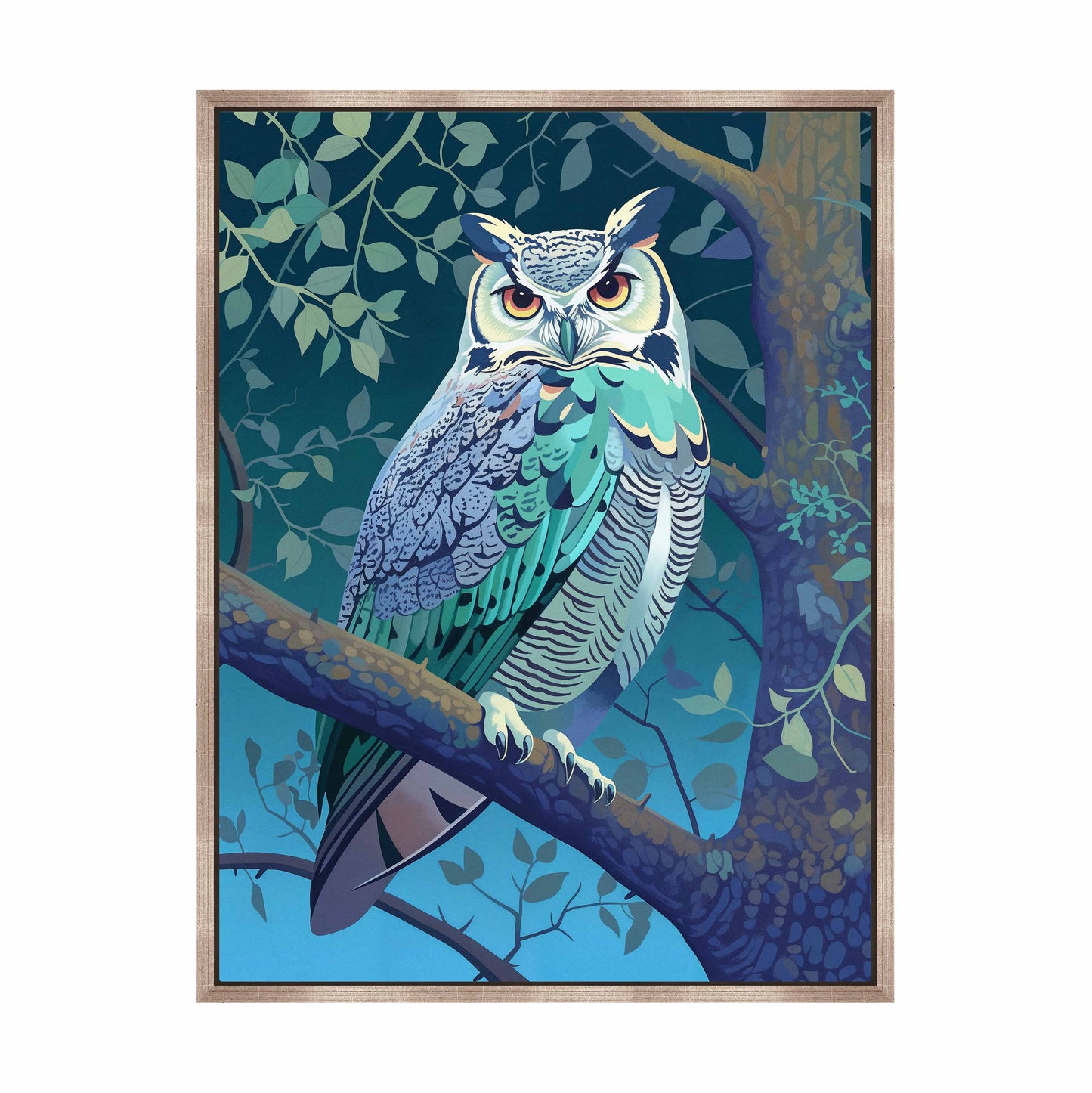 Enchanted Vigil - Owl in Twilight Canopy - Gallery Wrapped Canvas