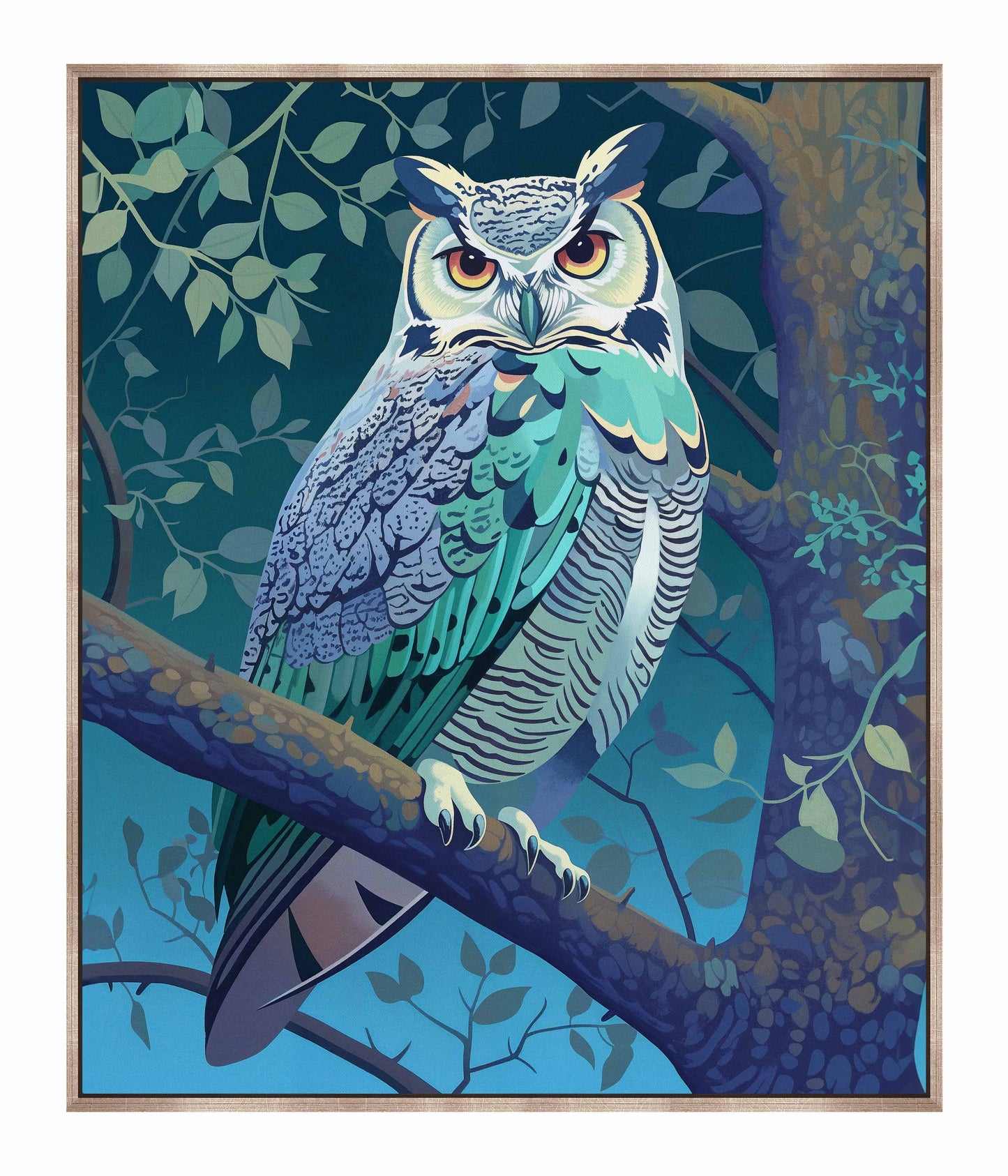 Enchanted Vigil - Owl in Twilight Canopy - Gallery Wrapped Canvas