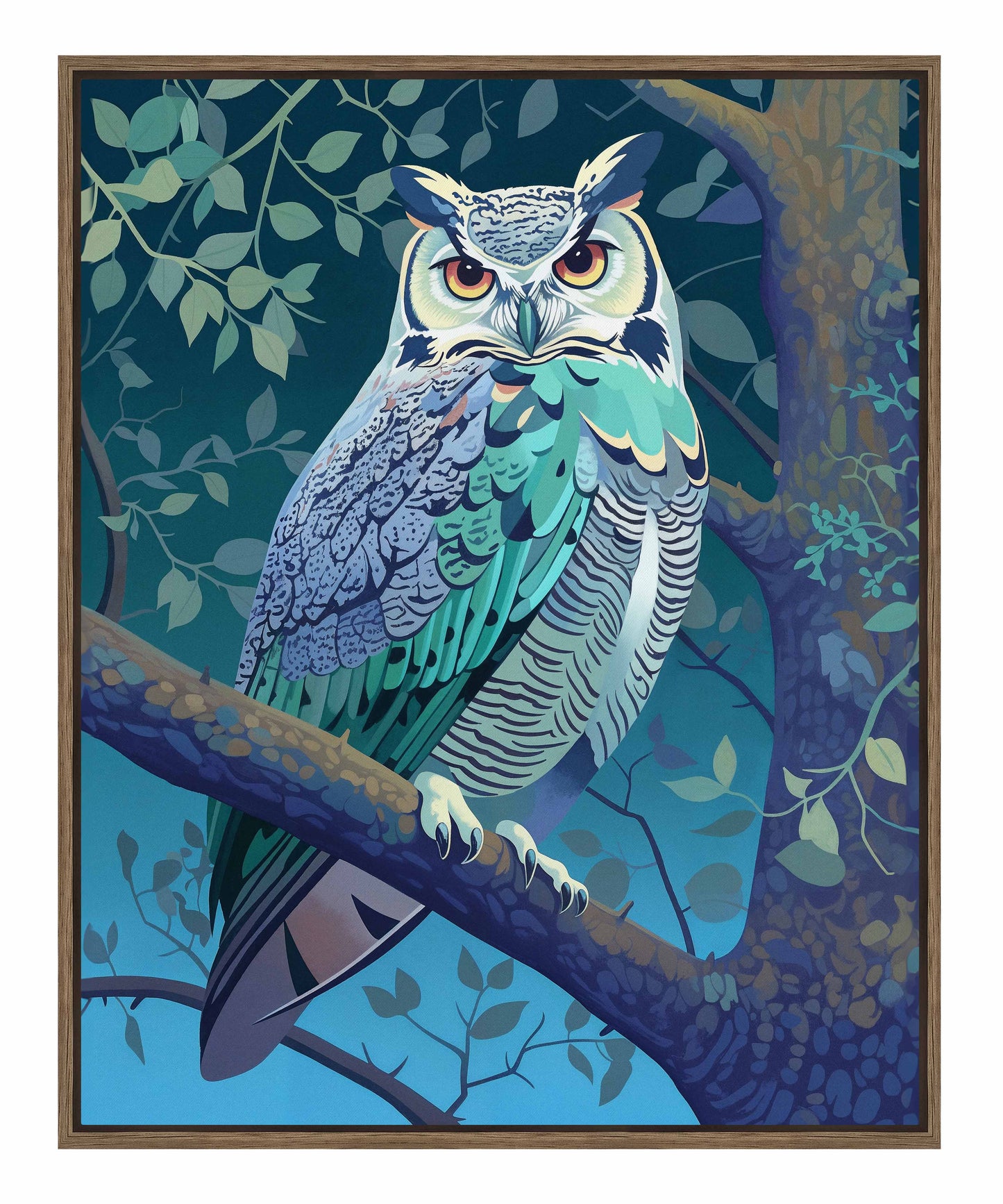 Enchanted Vigil - Owl in Twilight Canopy - Gallery Wrapped Canvas