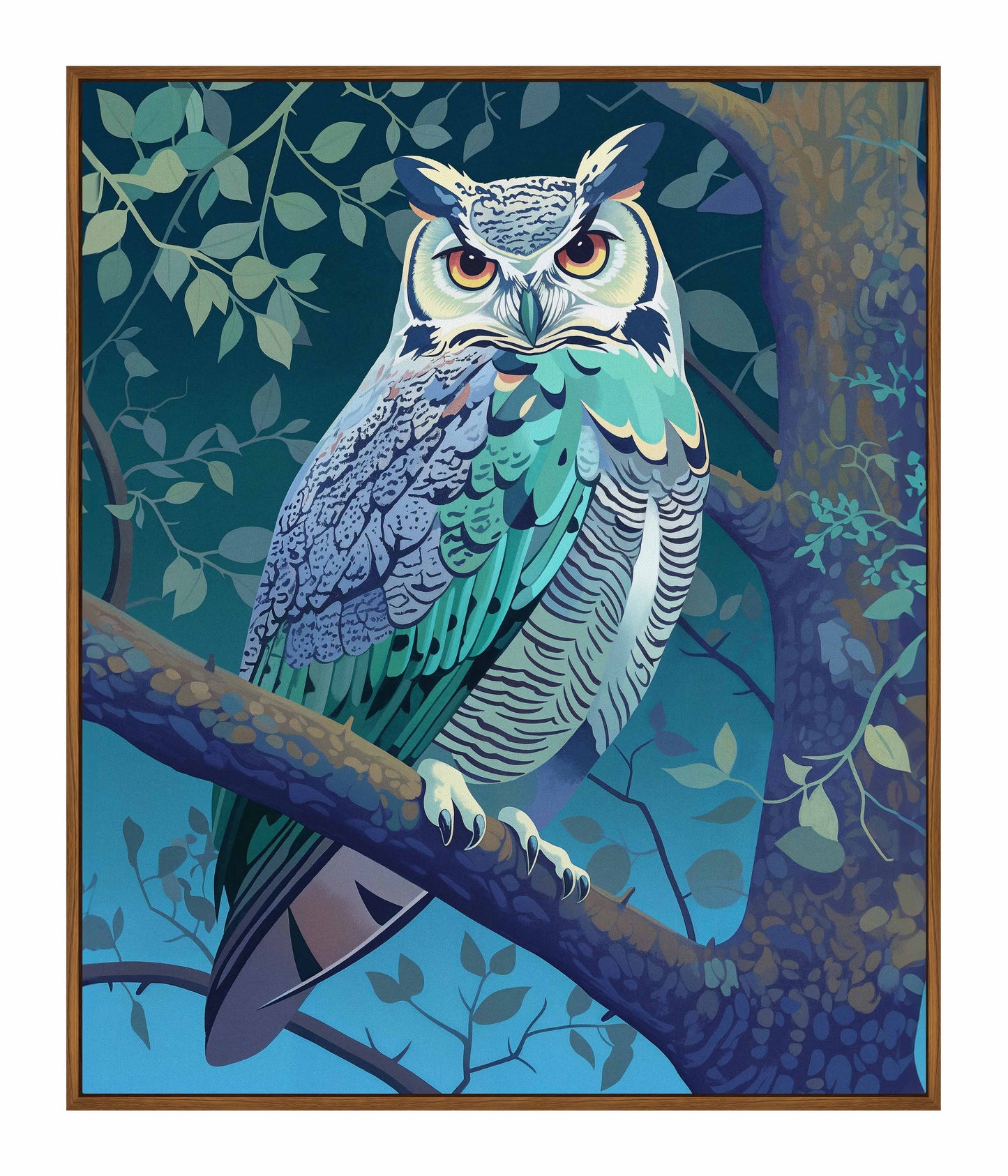Enchanted Vigil - Owl in Twilight Canopy - Gallery Wrapped Canvas