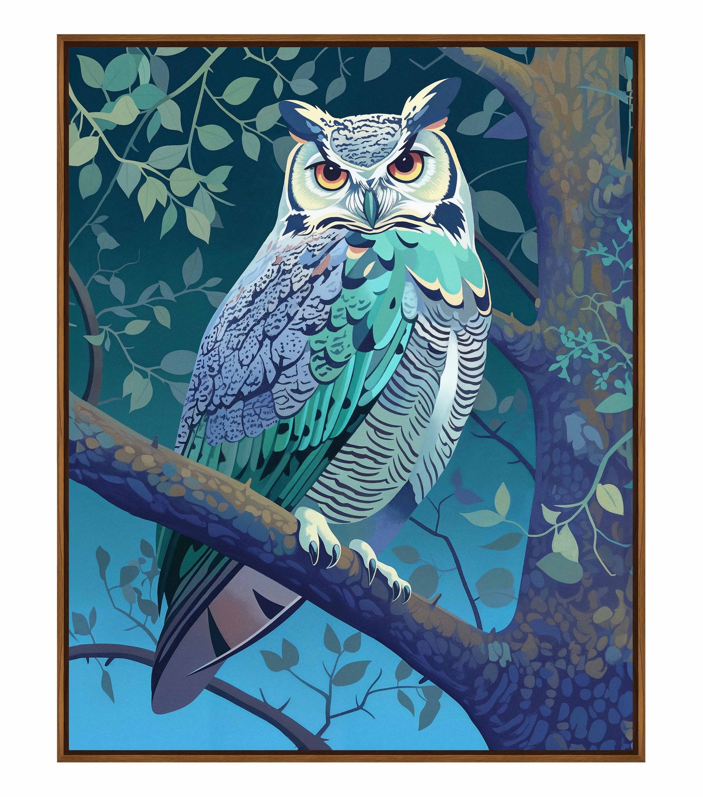 Enchanted Vigil - Owl in Twilight Canopy - Gallery Wrapped Canvas