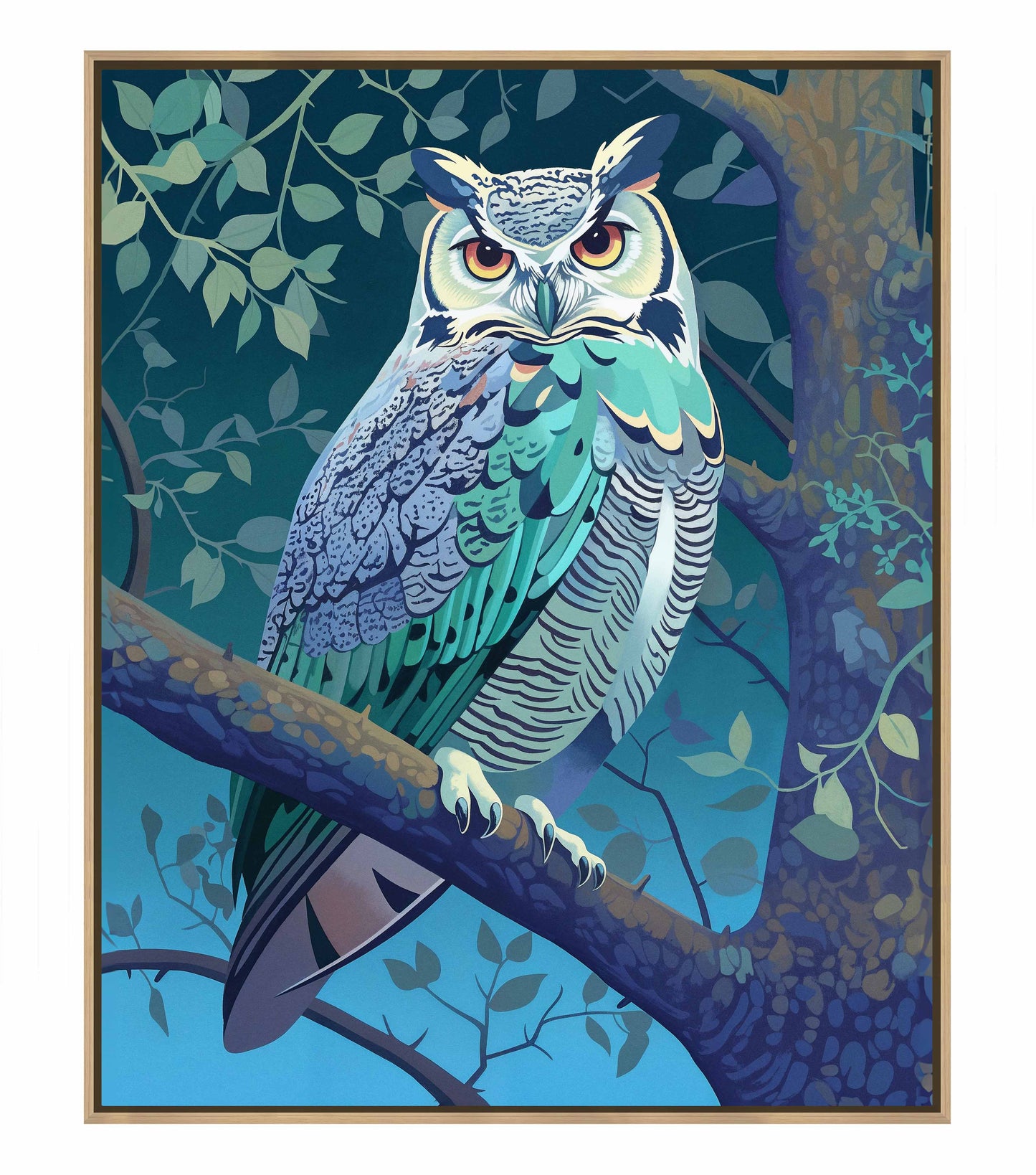 Enchanted Vigil - Owl in Twilight Canopy - Gallery Wrapped Canvas