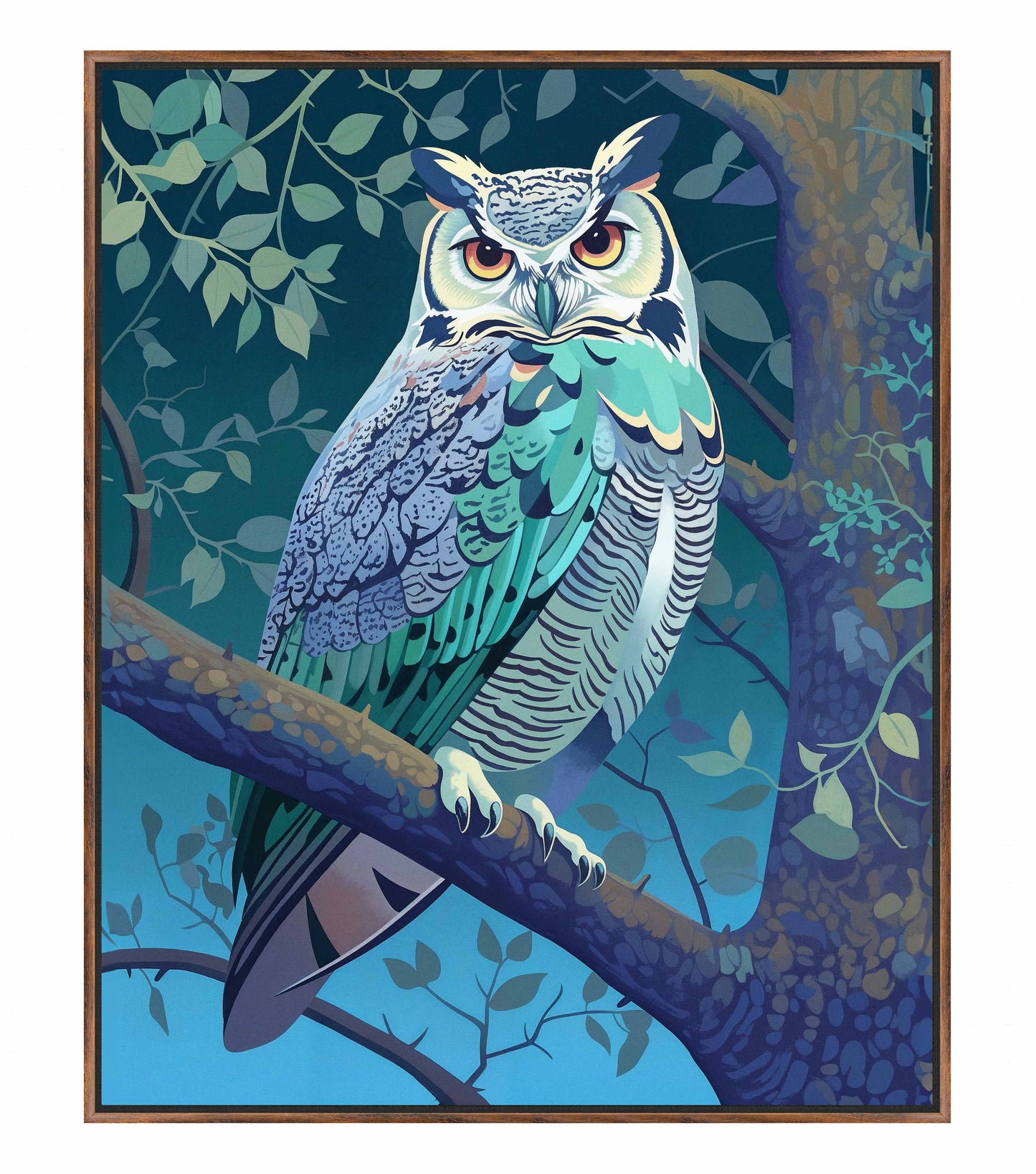 Enchanted Vigil - Owl in Twilight Canopy - Gallery Wrapped Canvas