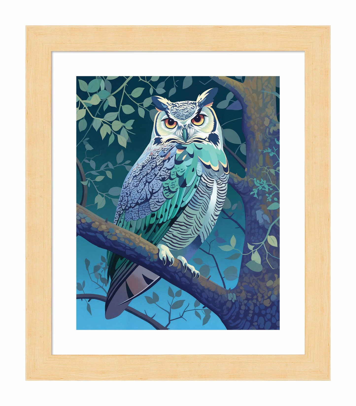 Enchanted Vigil - Owl in Twilight Canopy - Art Prints
