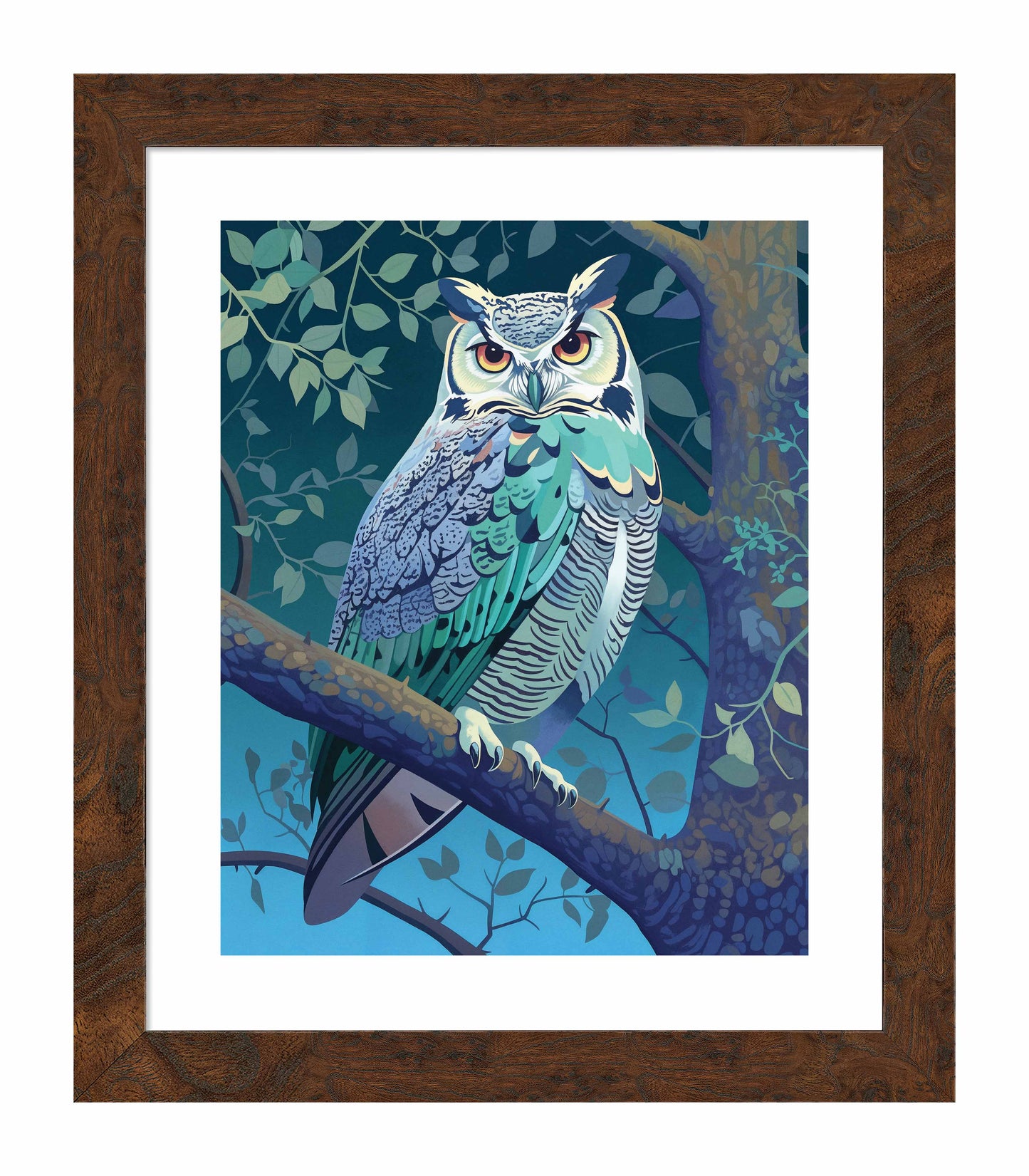Enchanted Vigil - Owl in Twilight Canopy - Art Prints