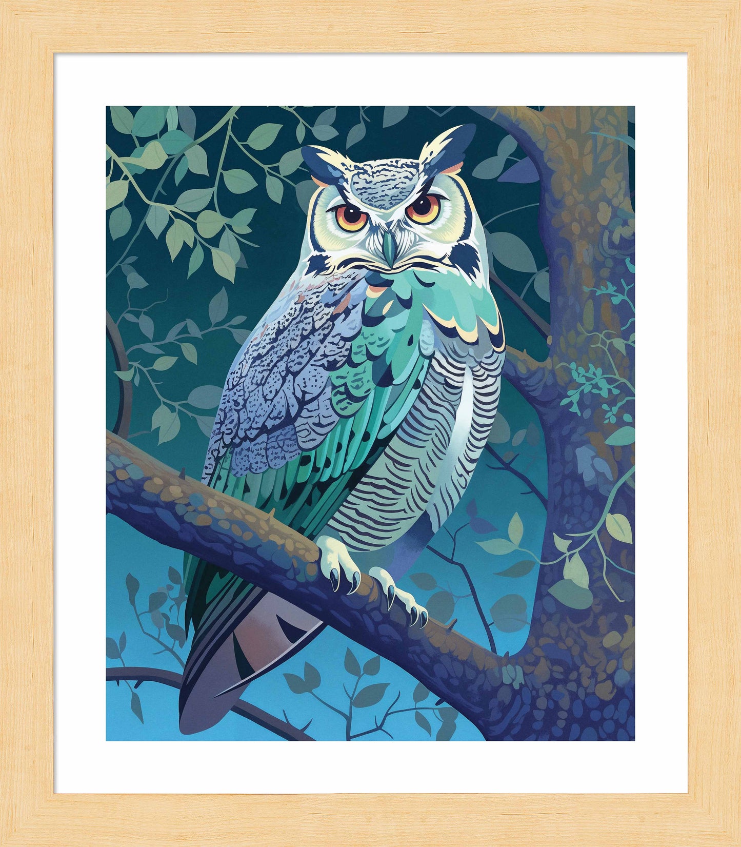 Enchanted Vigil - Owl in Twilight Canopy - Art Prints