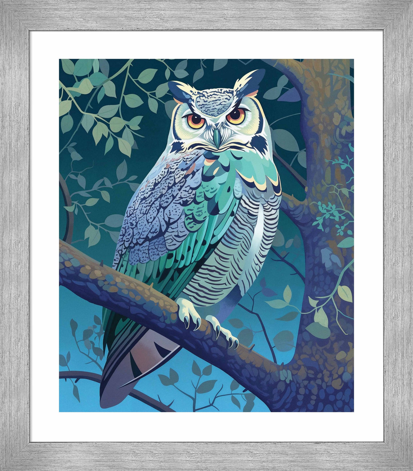 Enchanted Vigil - Owl in Twilight Canopy - Art Prints