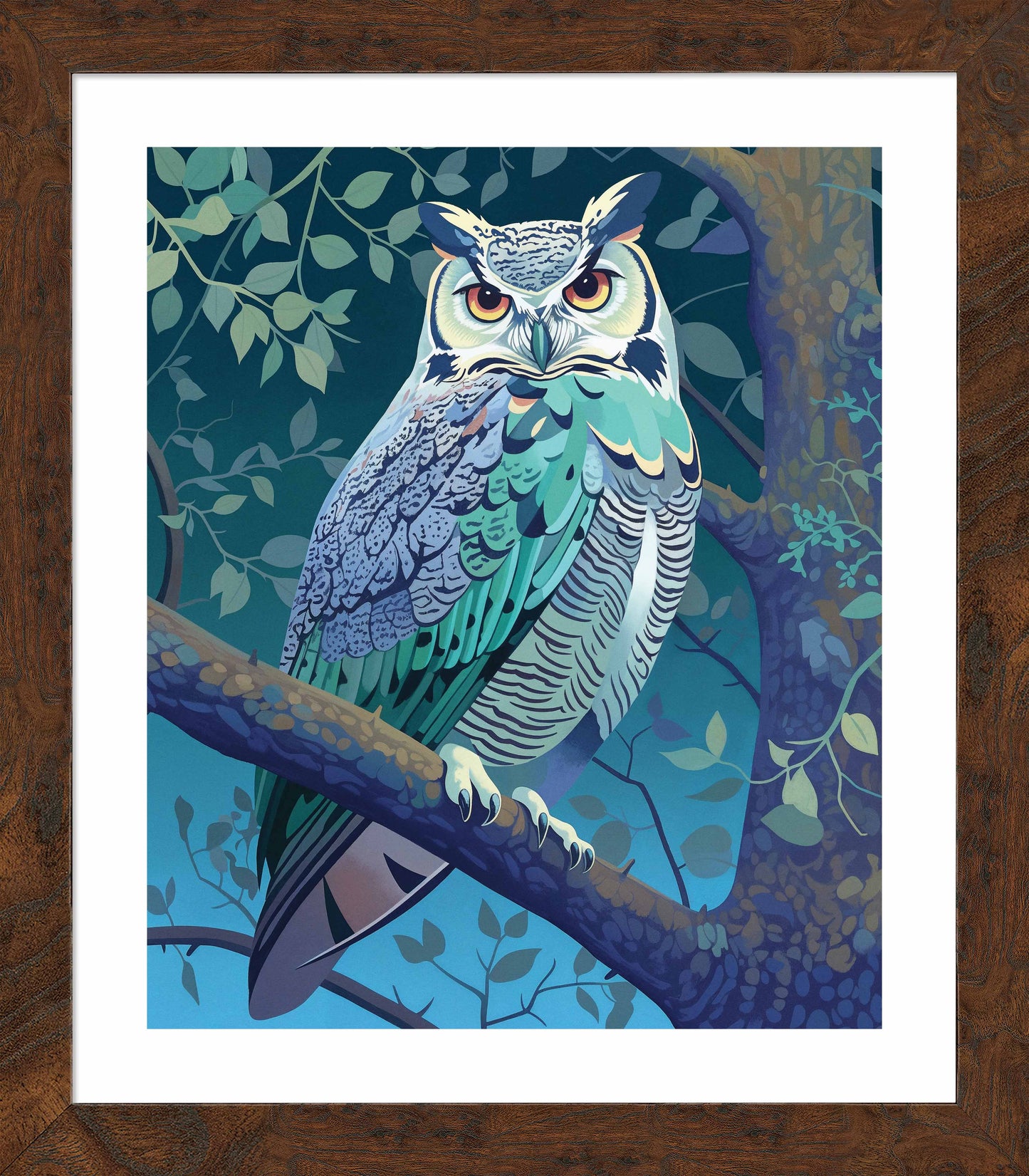 Enchanted Vigil - Owl in Twilight Canopy - Art Prints