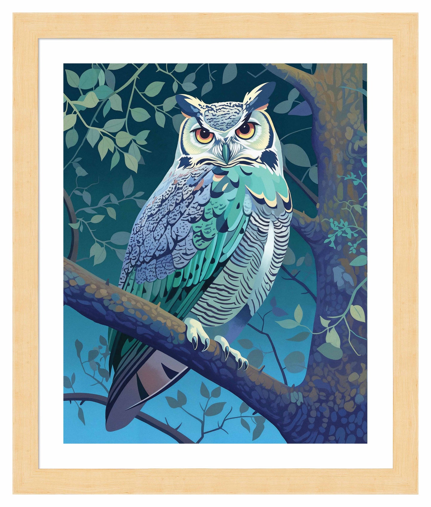Enchanted Vigil - Owl in Twilight Canopy - Art Prints