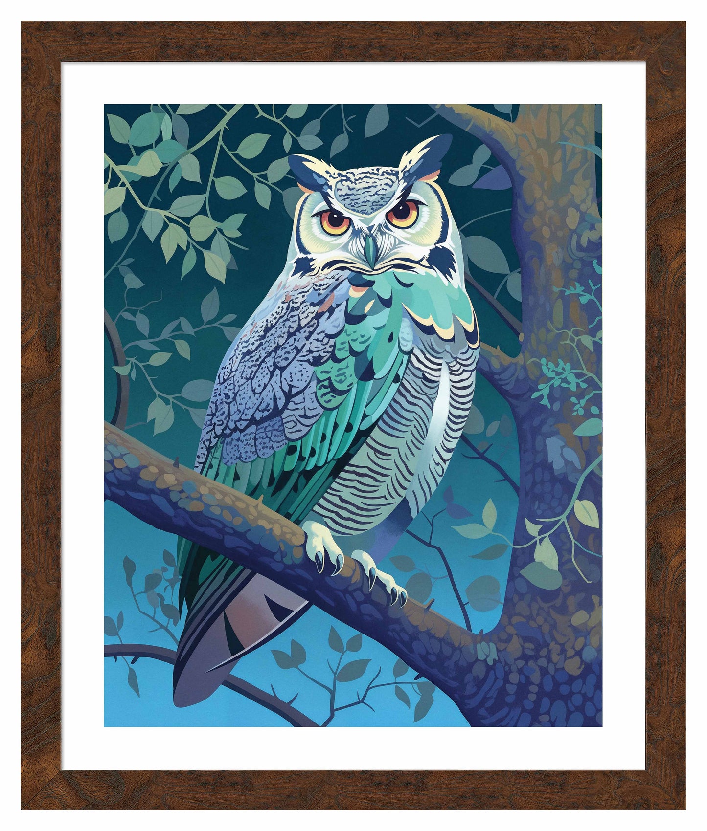 Enchanted Vigil - Owl in Twilight Canopy - Art Prints