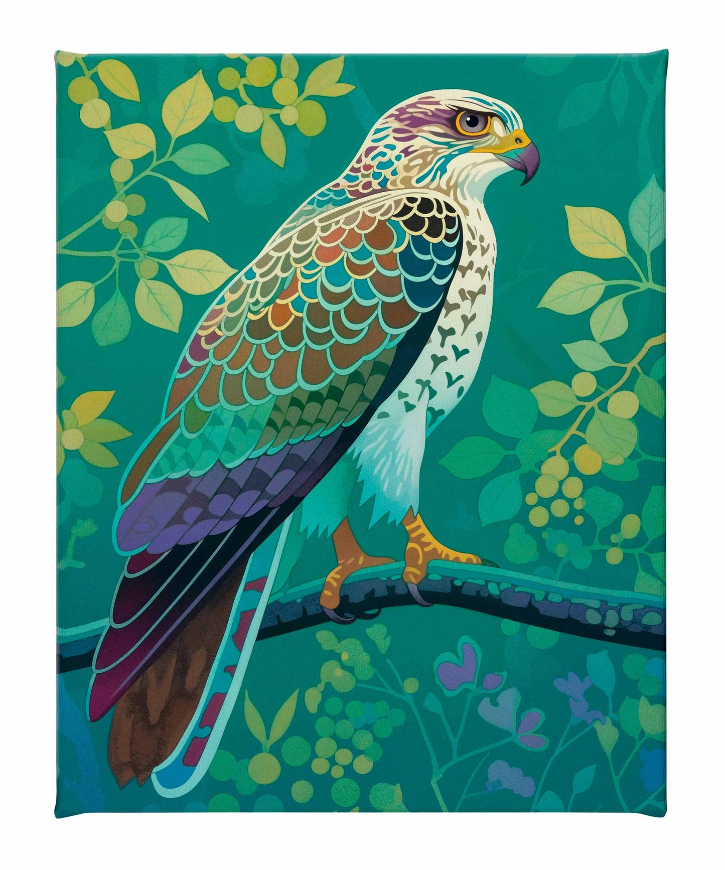 Vibrant Vigil - Hawk in Lush Canopy - Gallery Wrapped Canvas