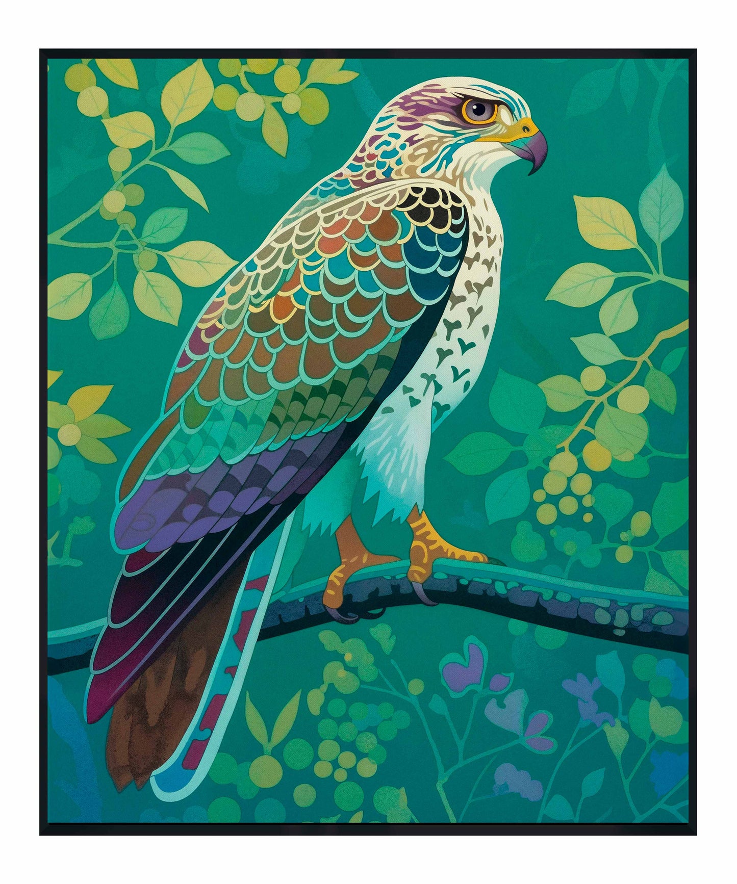 Vibrant Vigil - Hawk in Lush Canopy - Gallery Wrapped Canvas