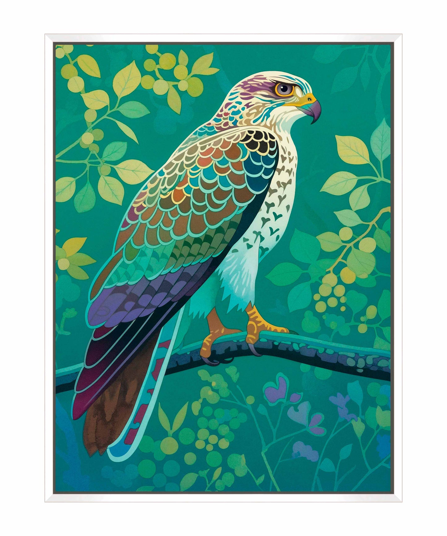 Vibrant Vigil - Hawk in Lush Canopy - Gallery Wrapped Canvas