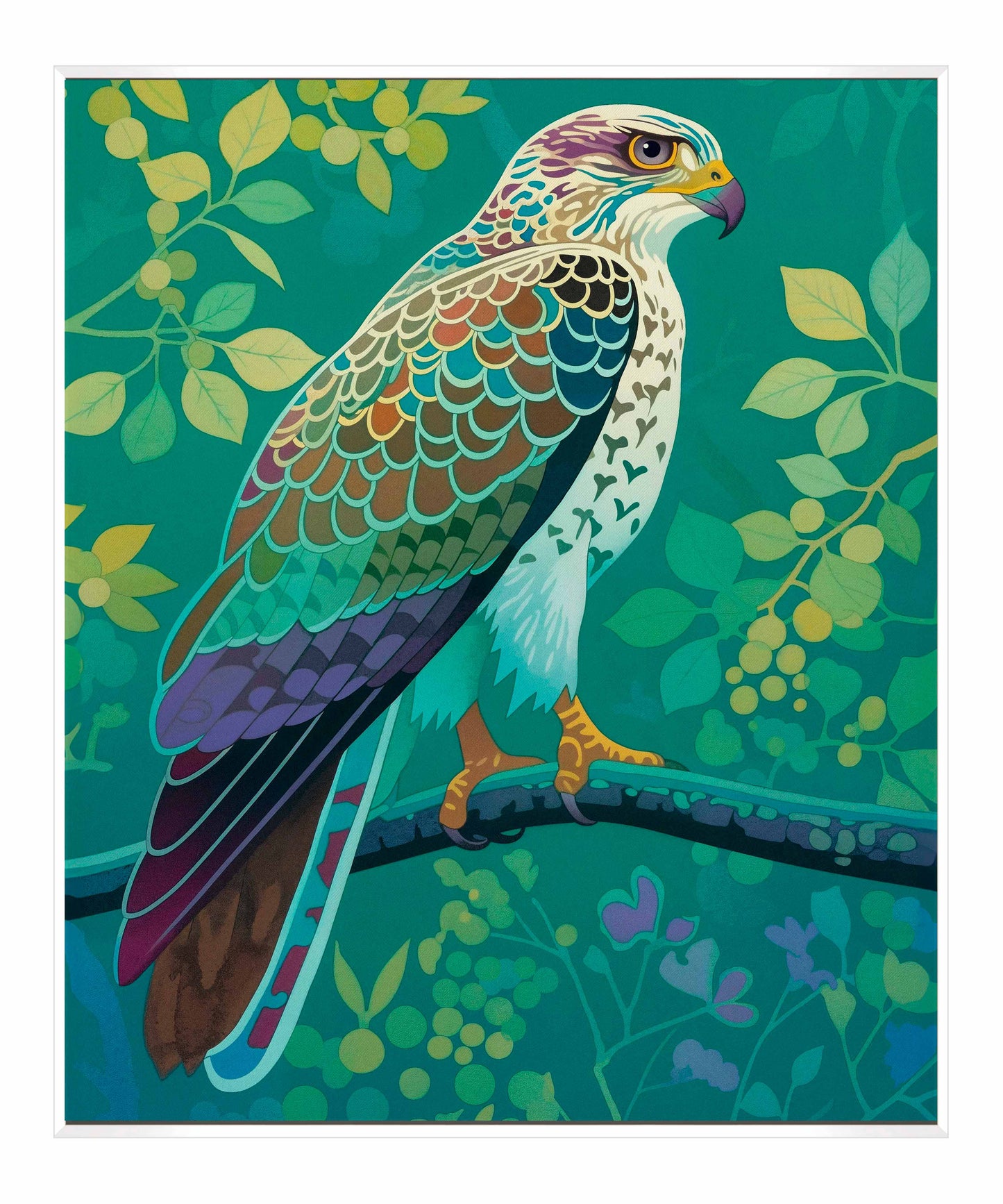 Vibrant Vigil - Hawk in Lush Canopy - Gallery Wrapped Canvas