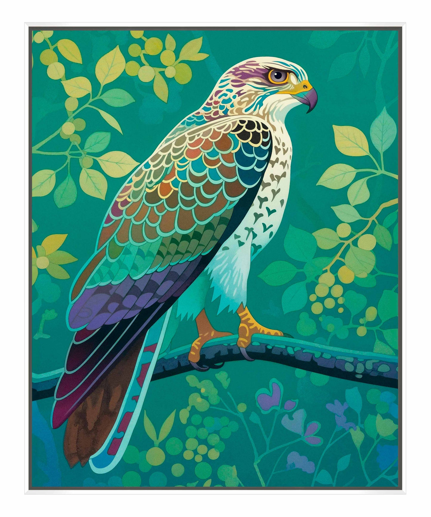 Vibrant Vigil - Hawk in Lush Canopy - Gallery Wrapped Canvas
