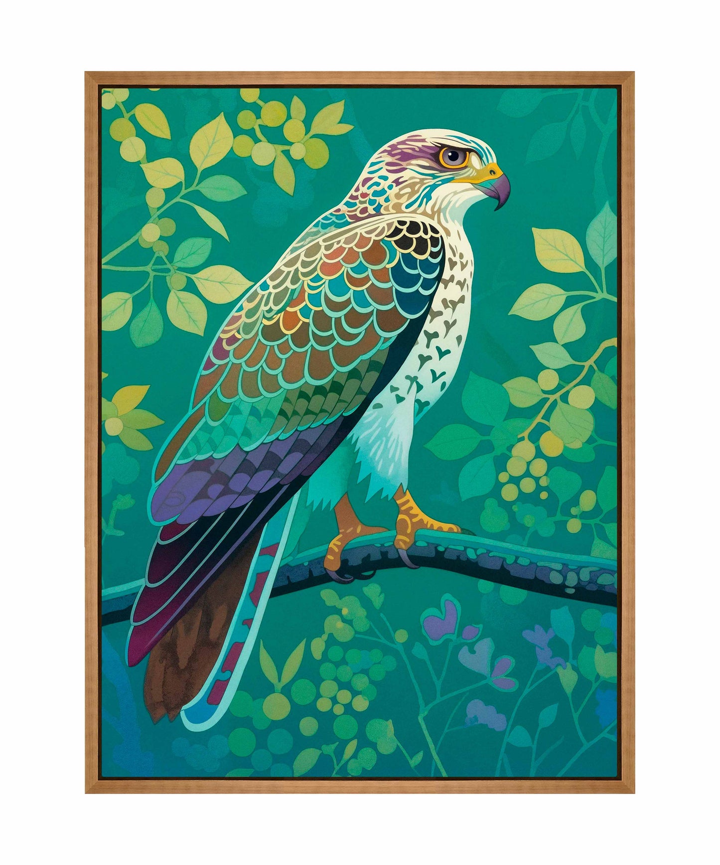 Vibrant Vigil - Hawk in Lush Canopy - Gallery Wrapped Canvas