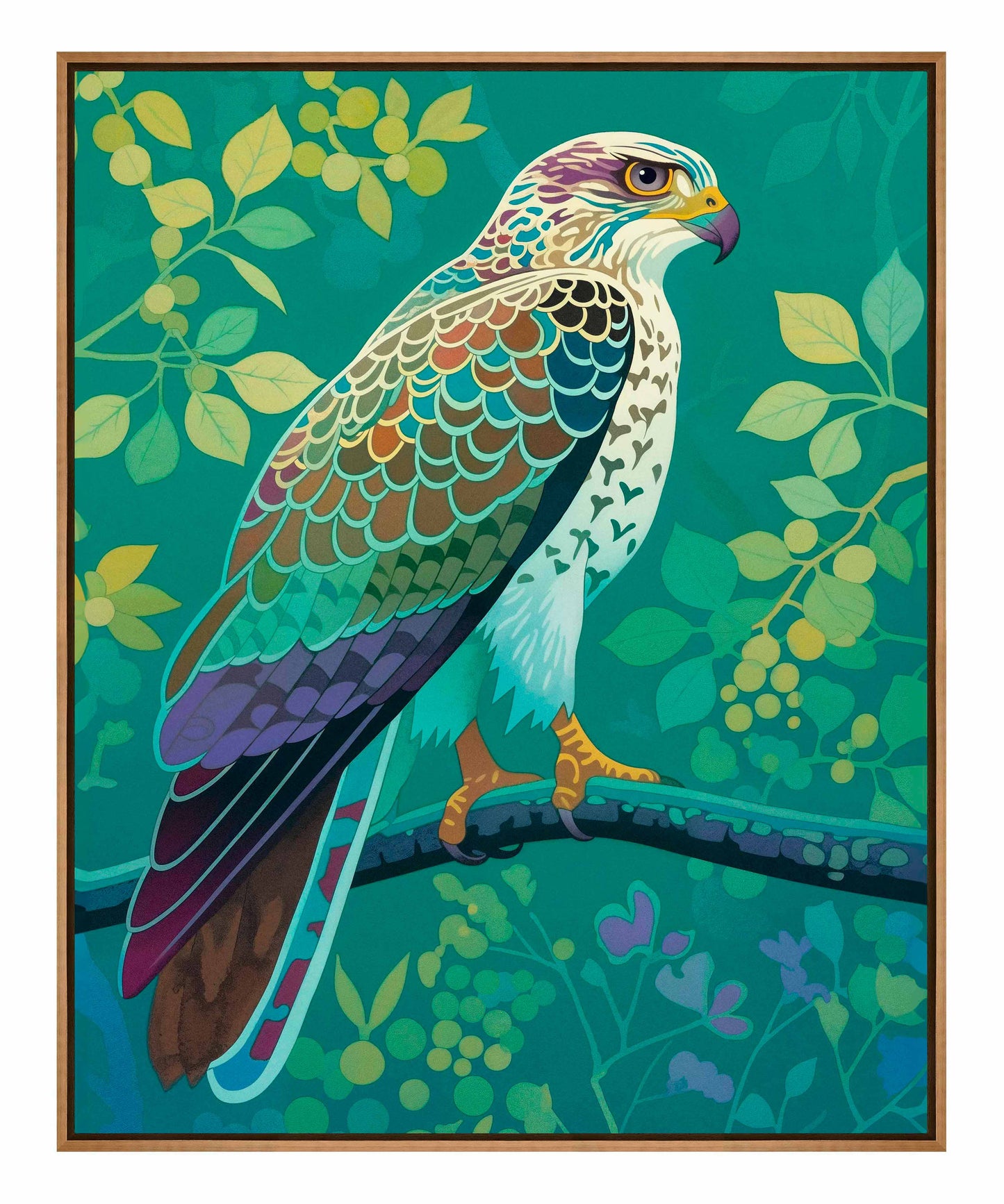 Vibrant Vigil - Hawk in Lush Canopy - Gallery Wrapped Canvas